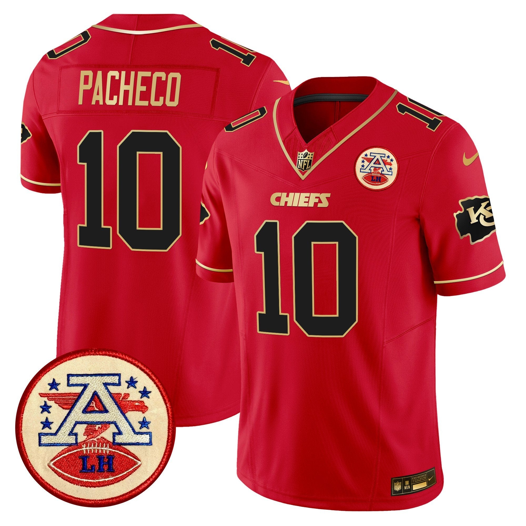 Hunk Wear - Chiefs 2024 Lamar Hunt Patch Vapor Limited Jersey ' All Stitched ' Red Special ' Isiah Pacheco Jersey