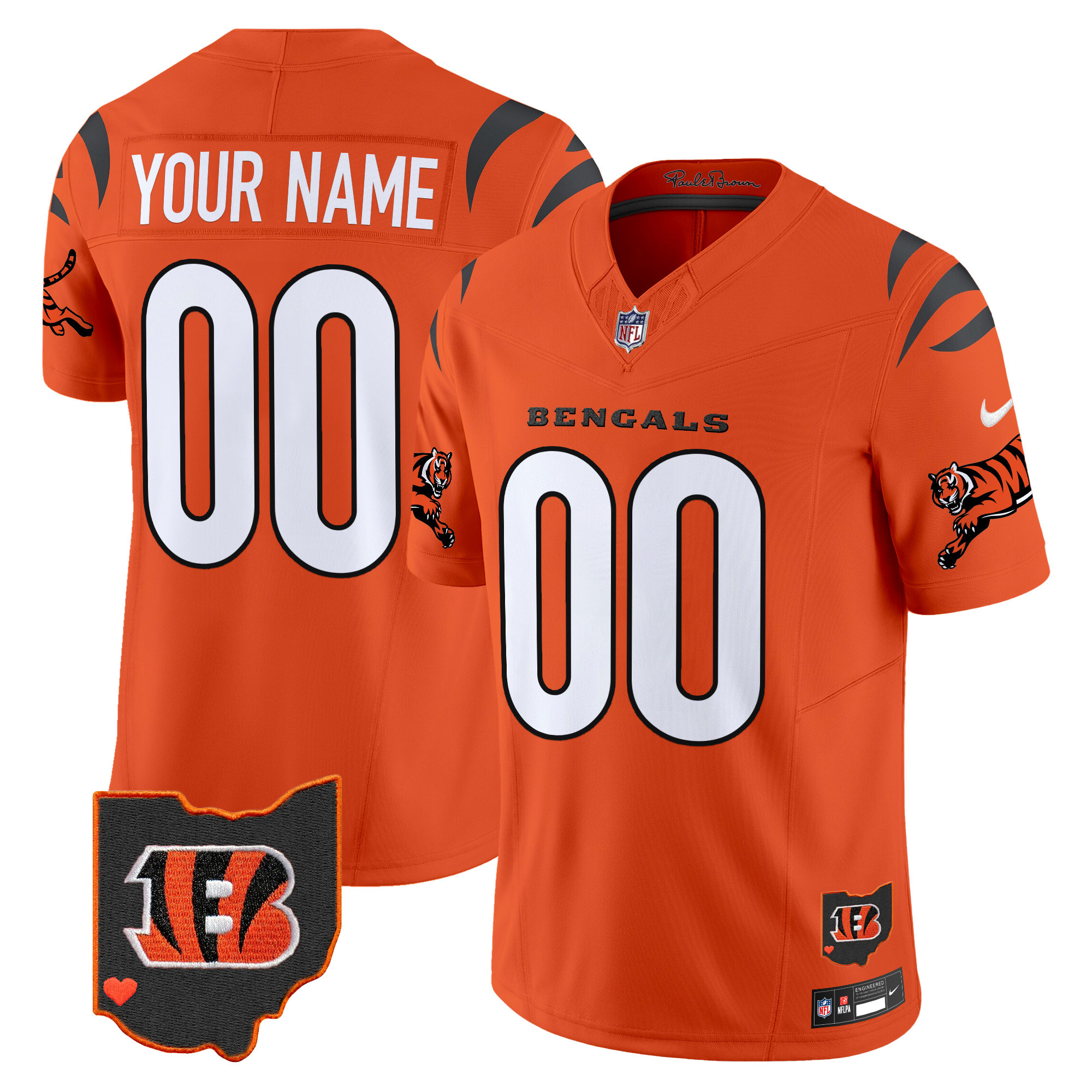 Hunk Wear - Cincinnati Bengals 2026 Vapor Limited Custom Jersey ' All Stitched ' Orange