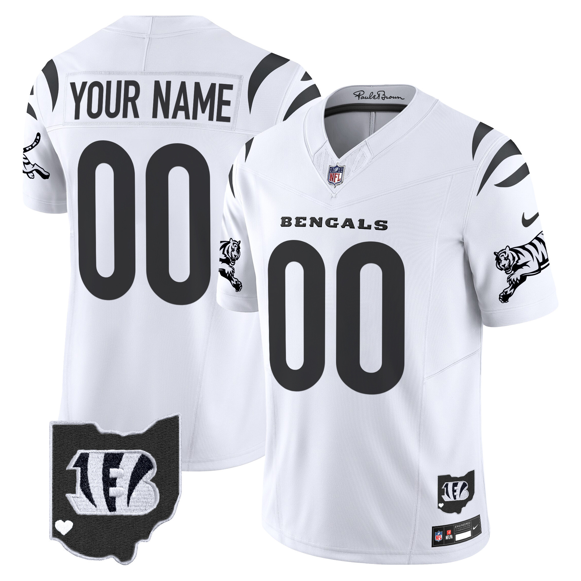 Hunk Wear - Cincinnati Bengals 2026 Vapor Limited Custom Jersey ' All Stitched ' White Limited