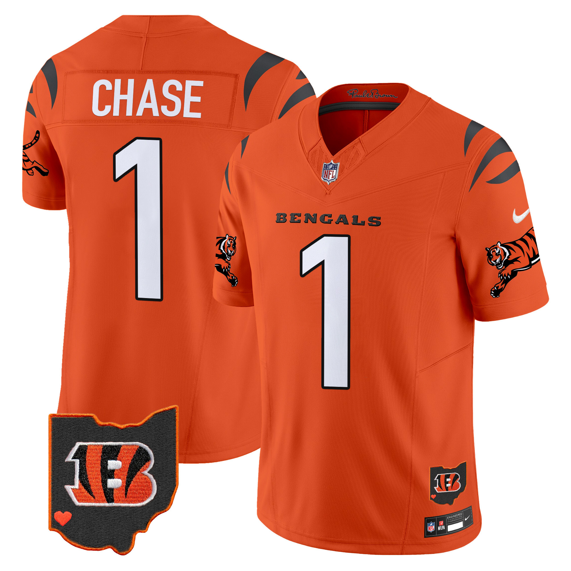 Hunk Wear - Cincinnati Bengals Ja'Marr Chase 2026 Vapor Limited Jersey ' All Stitched ' Orange
