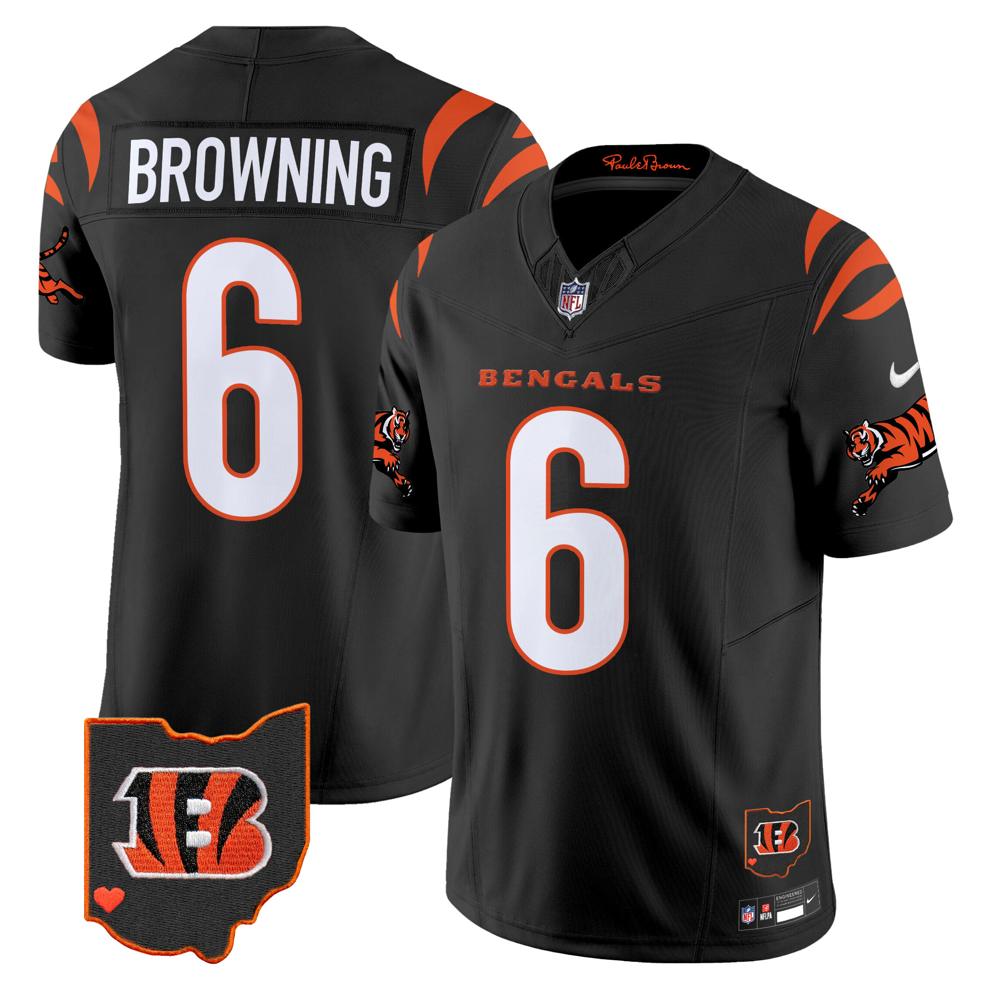 Hunk Wear - Cincinnati Bengals Jake Browning 2026 Vapor Limited Jersey ' All Stitched ' Black