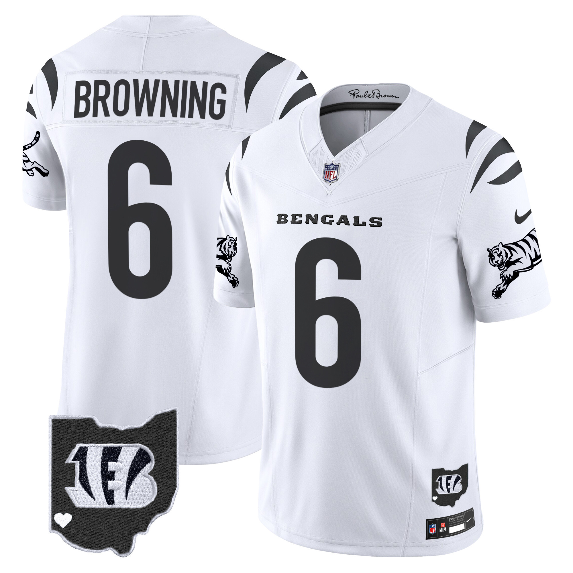 Hunk Wear - Cincinnati Bengals Jake Browning 2026 Vapor Limited Jersey ' All Stitched ' White Limited