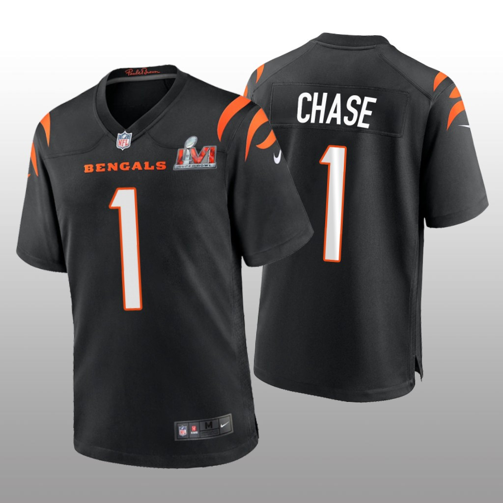 Hunk Wear - Cincinnati Bengals Ja'Marr Chase Black Game Jersey Super Bowl LVI - Men's