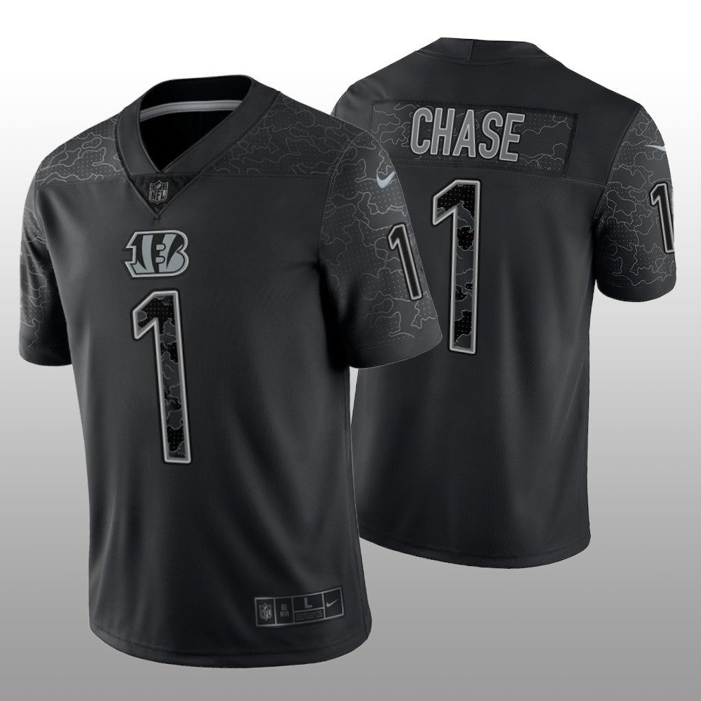 Hunk Wear - Cincinnati Bengals Ja'Marr Chase Black Jersey Reflective Limited - Men's