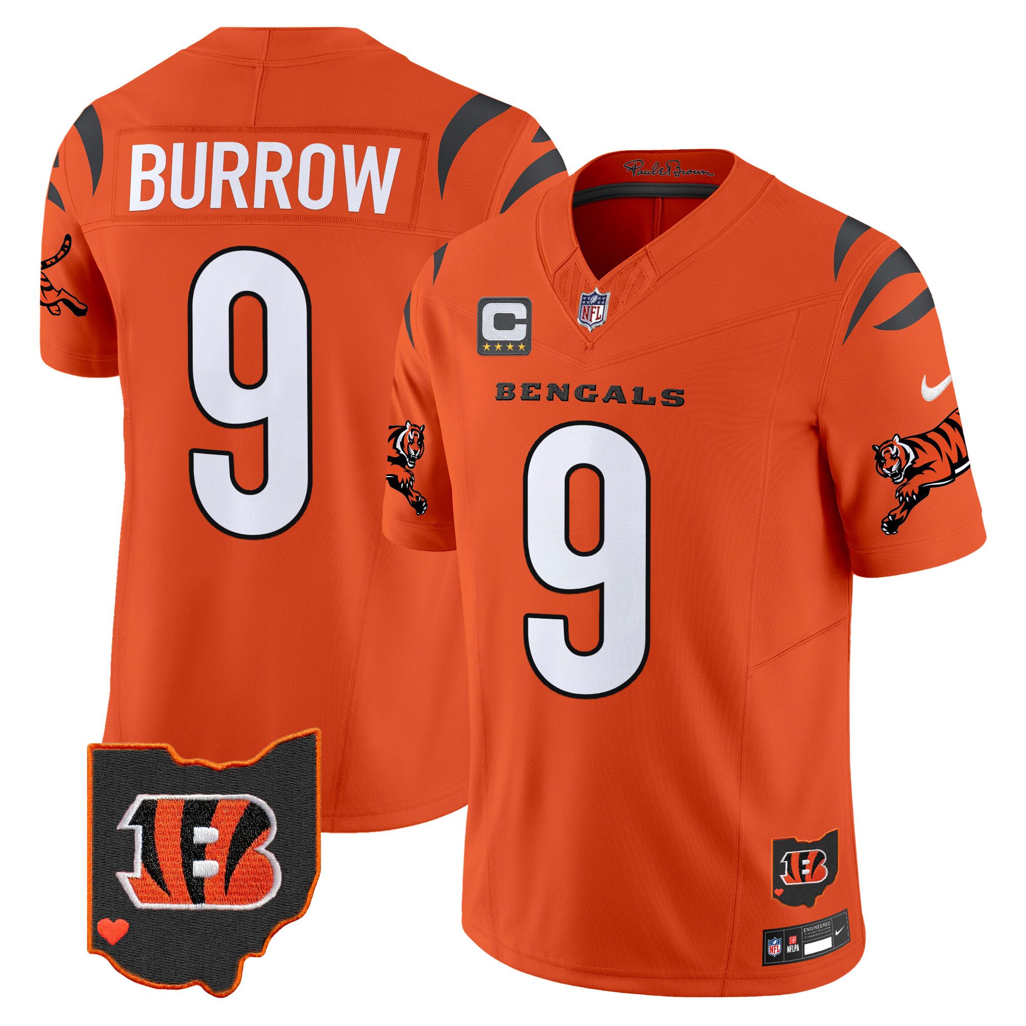Hunk Wear - Cincinnati Bengals Joe Burrow 2026 Vapor Limited Jersey ' All Stitched ' Orange