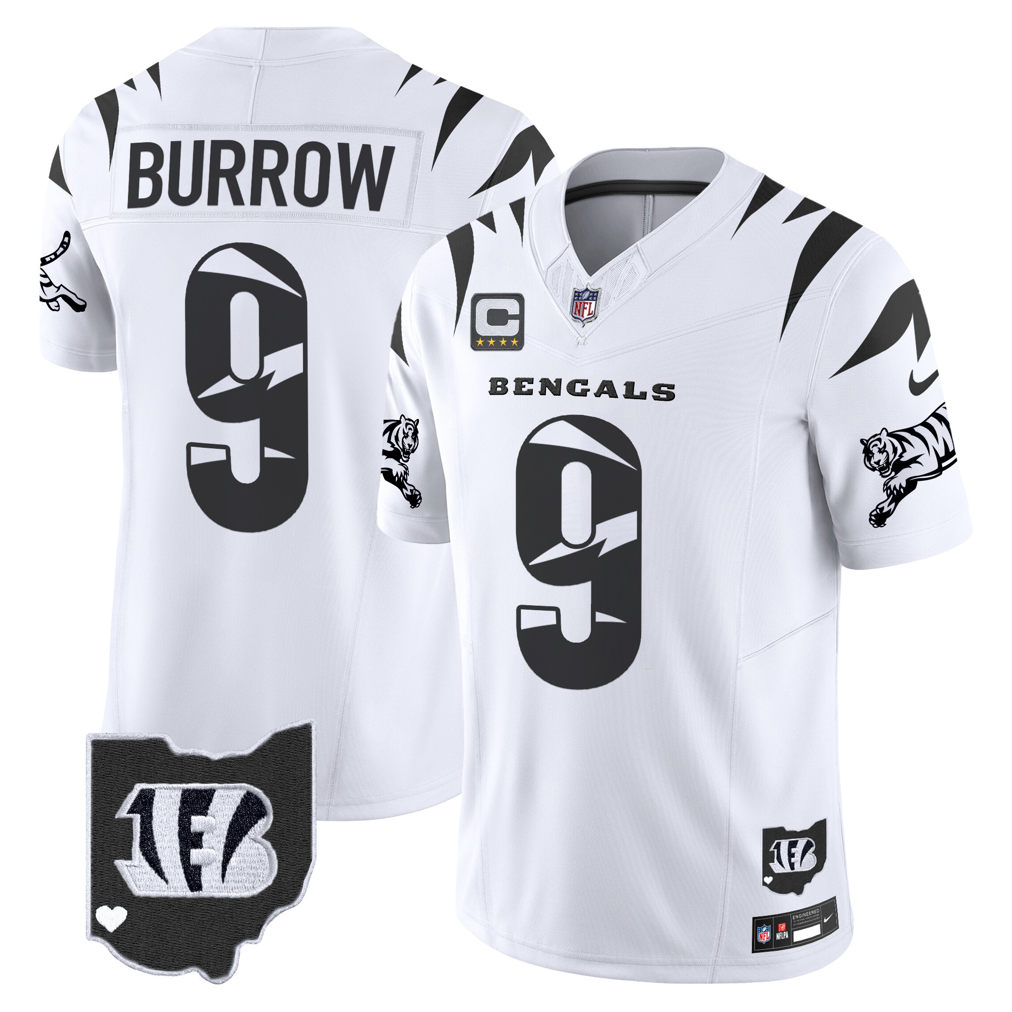 Hunk Wear - Cincinnati Bengals Joe Burrow Special Vapor Limited Jersey ' All Stitched ' White Limited