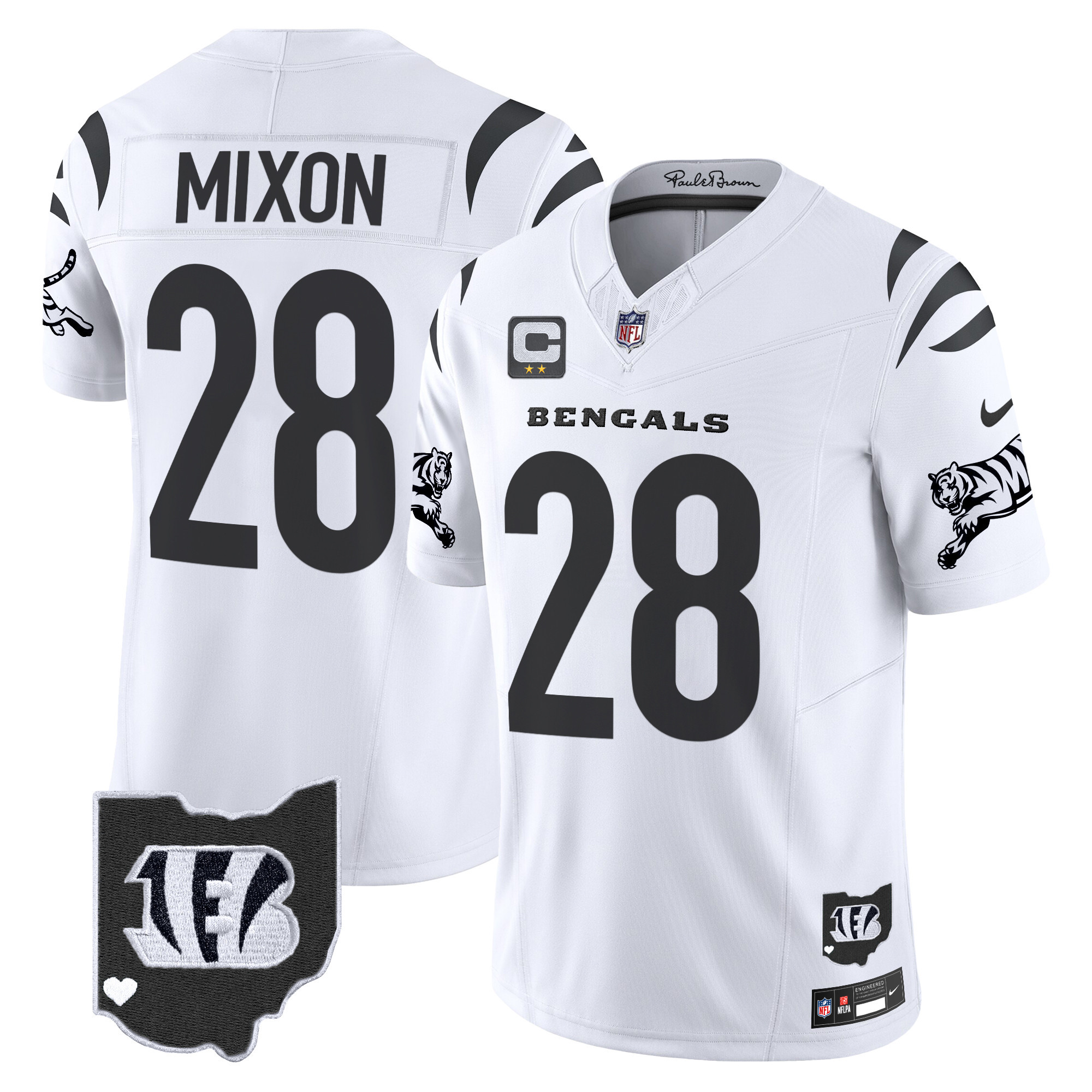 Hunk Wear - Cincinnati Bengals Joe Mixon 2026 Vapor Limited Jersey ' All Stitched ' White Limited