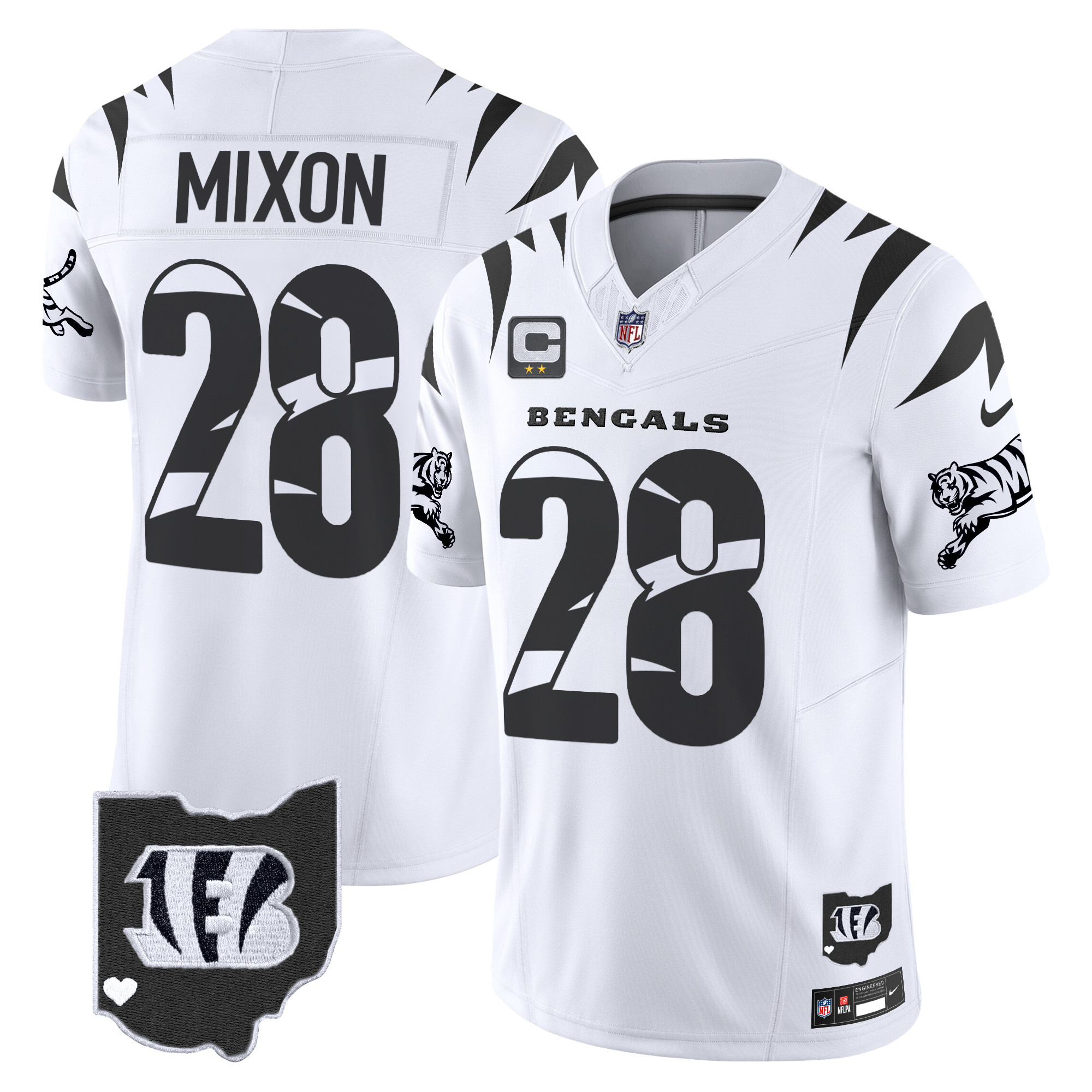 Hunk Wear - Cincinnati Bengals Joe Mixon Special Vapor Limited Jersey ' All Stitched ' White Limited