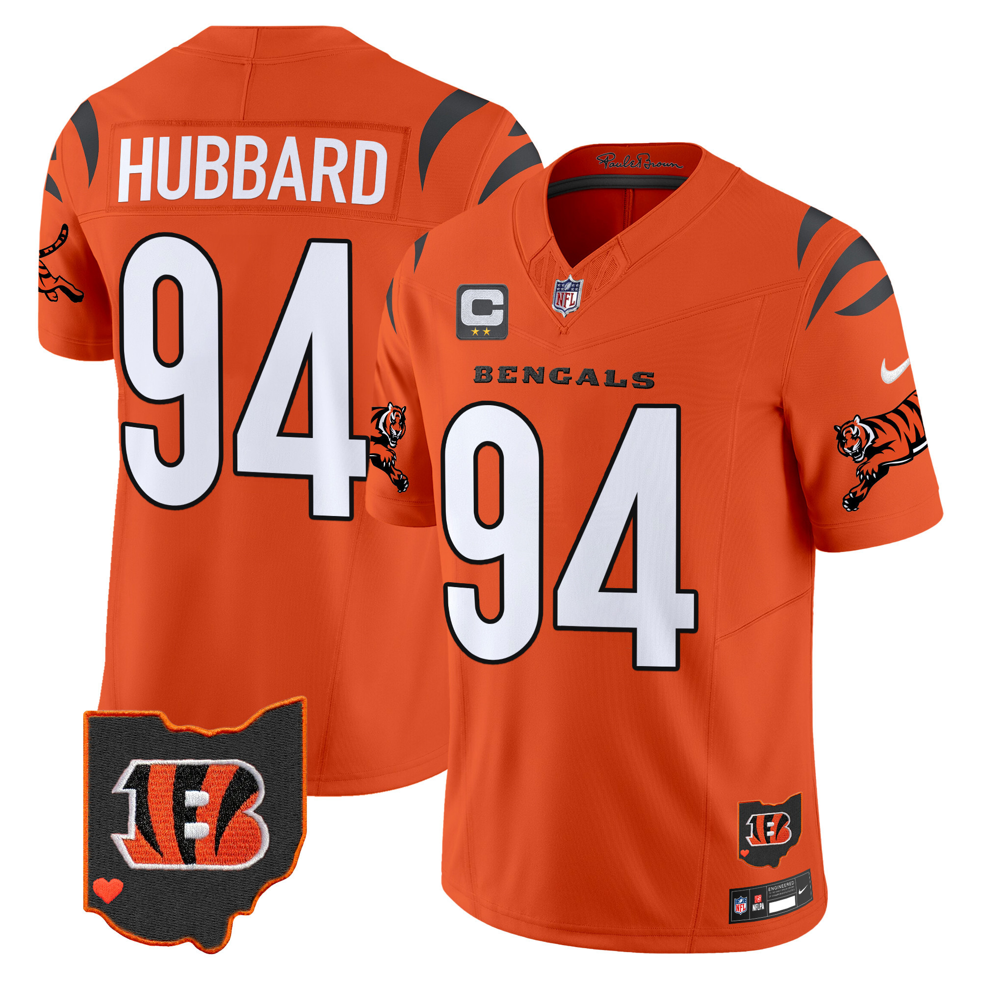 Hunk Wear - Cincinnati Bengals Sam Hubbard 2026 Vapor Limited Jersey ' All Stitched ' Orange