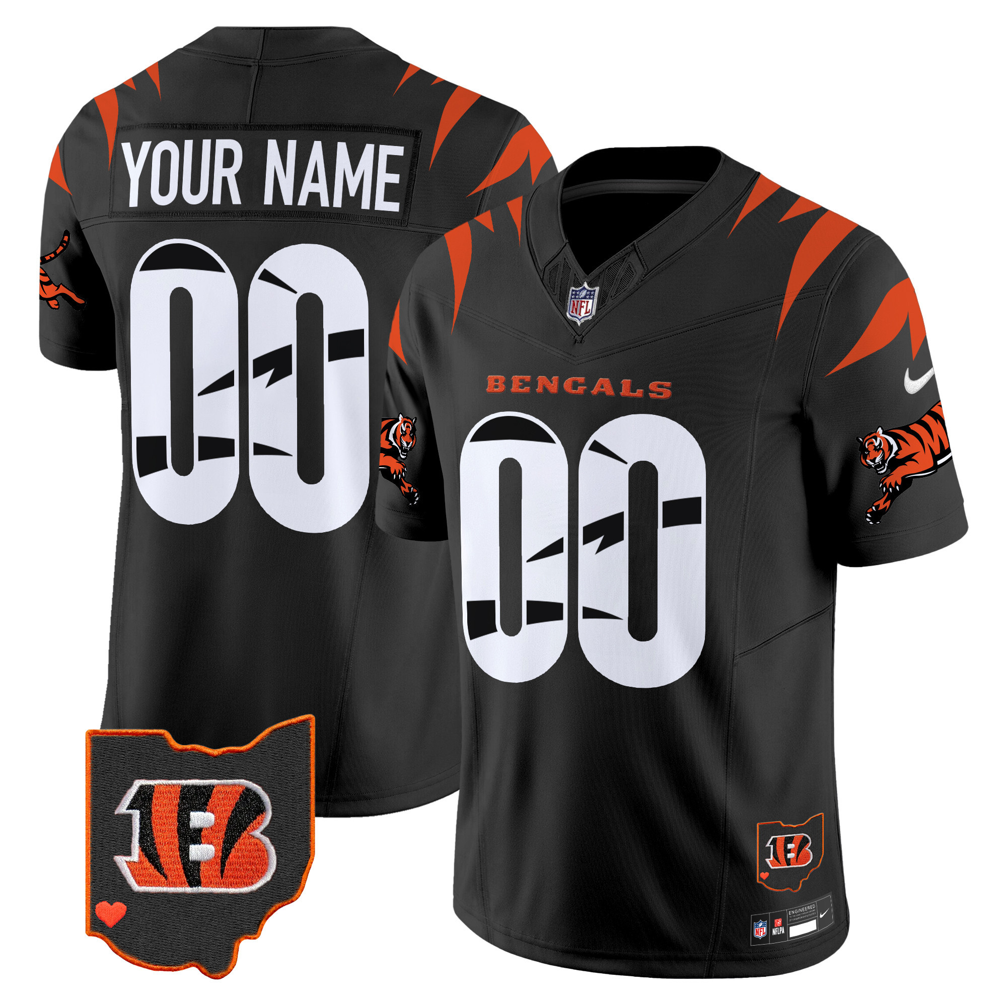 Hunk Wear - Cincinnati Bengals Special Vapor Limited Custom Jersey ' All Stitched ' Black