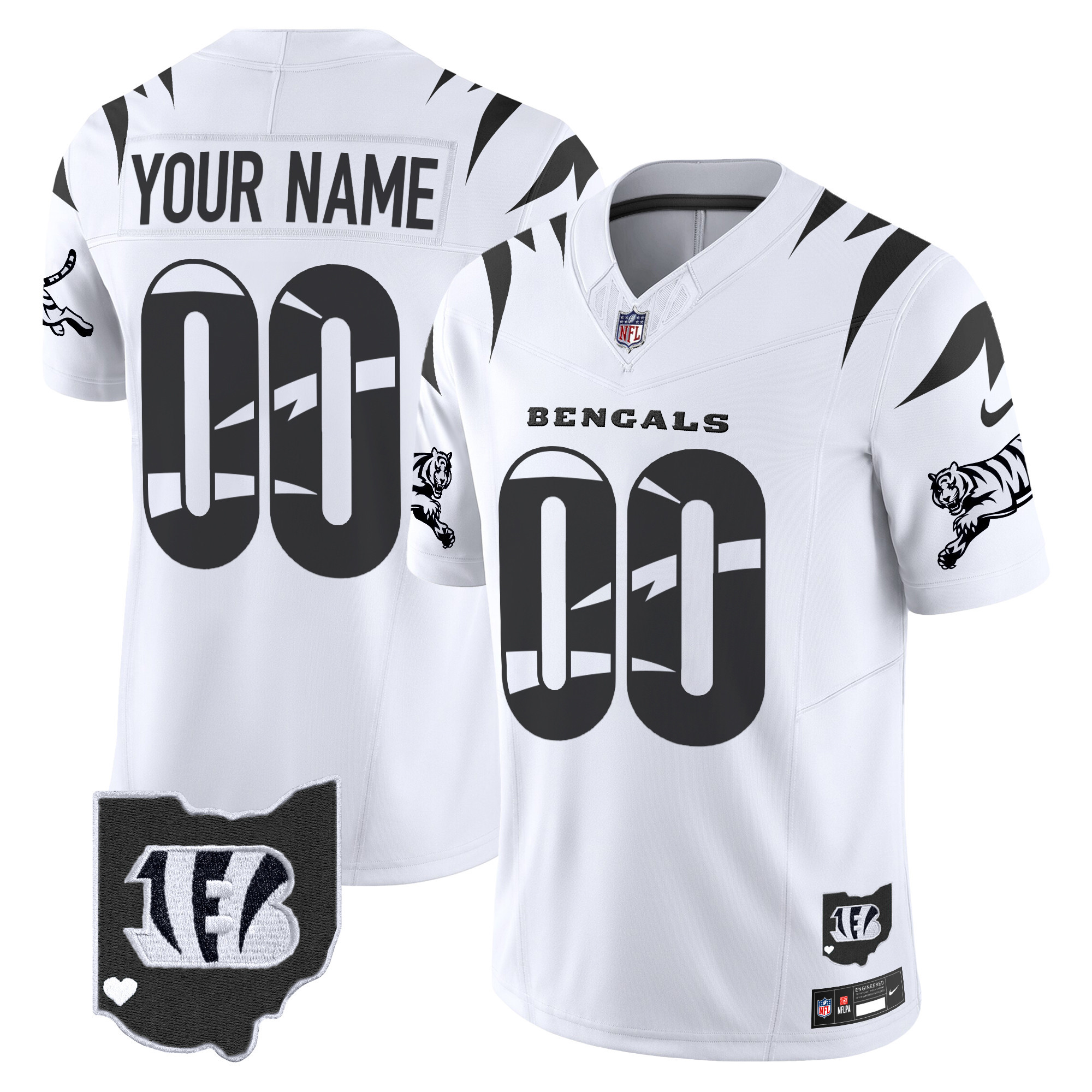 Hunk Wear - Cincinnati Bengals Special Vapor Limited Custom Jersey ' All Stitched ' White Limited