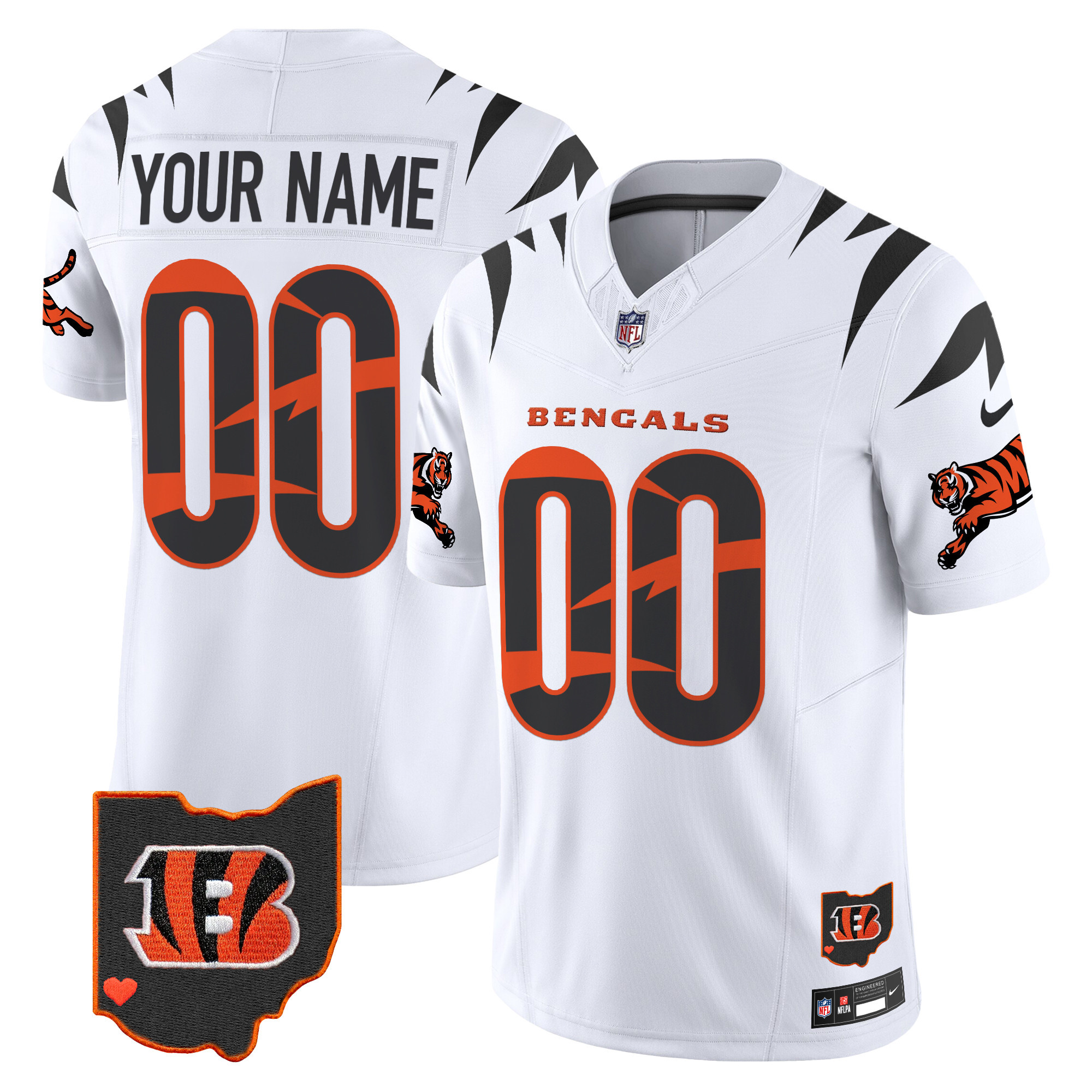 Hunk Wear - Cincinnati Bengals Special Vapor Limited Custom Jersey ' All Stitched ' White