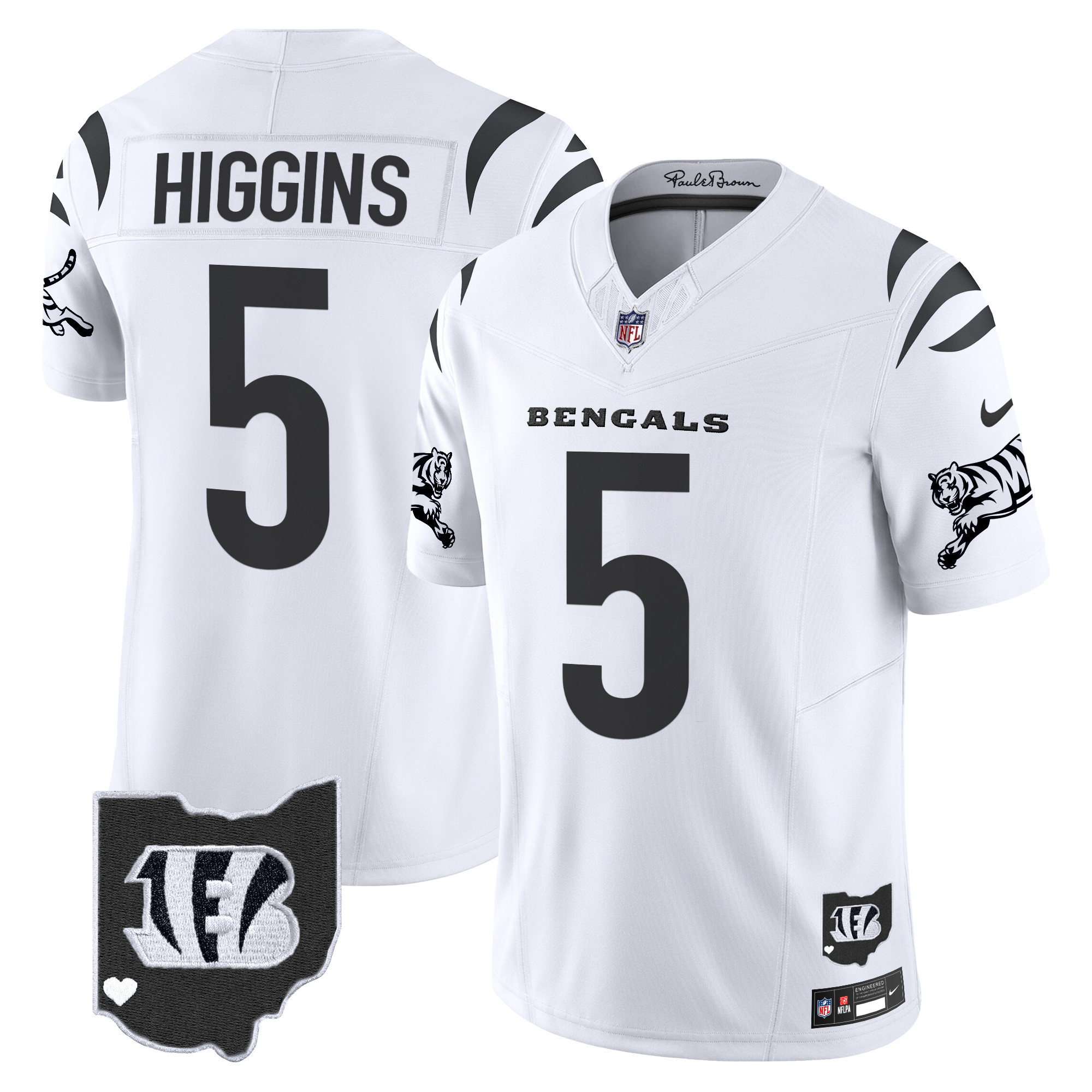 Hunk Wear - Cincinnati Bengals Tee Higgins 2026 Vapor Limited Jersey ' All Stitched ' White Limited