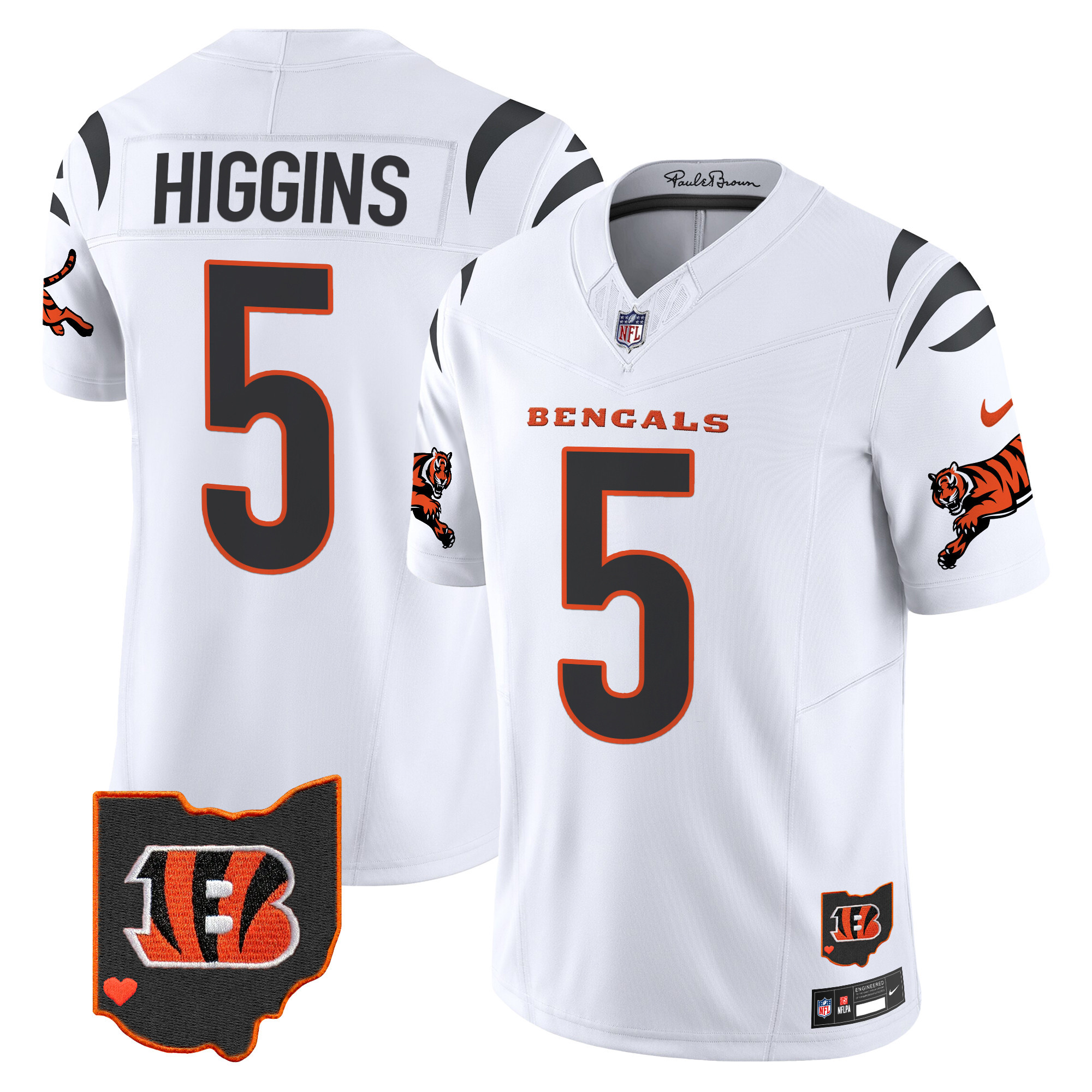 Hunk Wear - Cincinnati Bengals Tee Higgins 2026 Vapor Limited Jersey ' All Stitched ' White