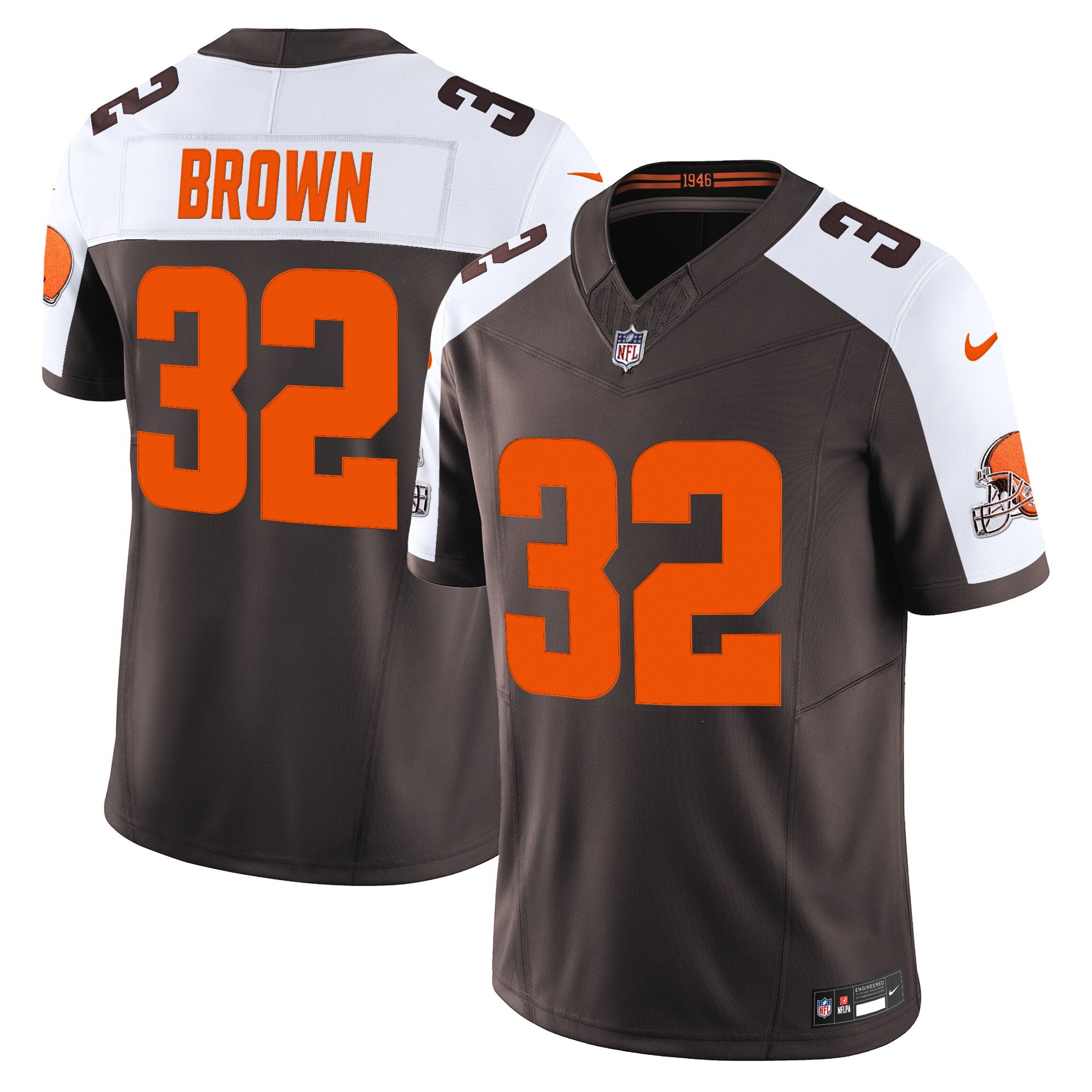 Hunk Wear - Cleveland Browns 'Alpha Dawg Edition' Vapor Limited Jersey ' All Stitched Brown Alternate Jim Brown Jersey
