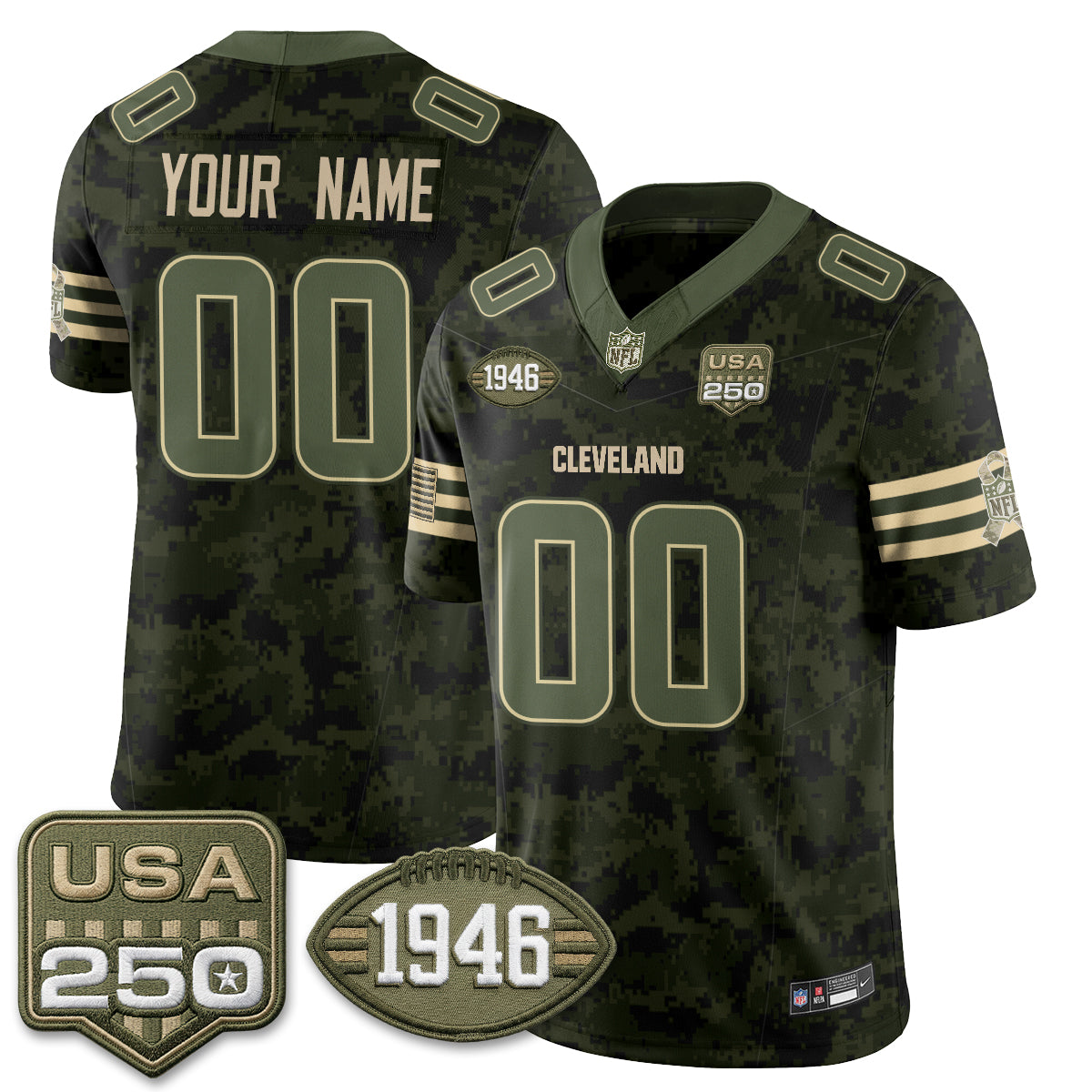 Hunk Wear - Cleveland Browns 2026 Salute to Service Vapor Custom Jersey ' All Stitched ' Camo
