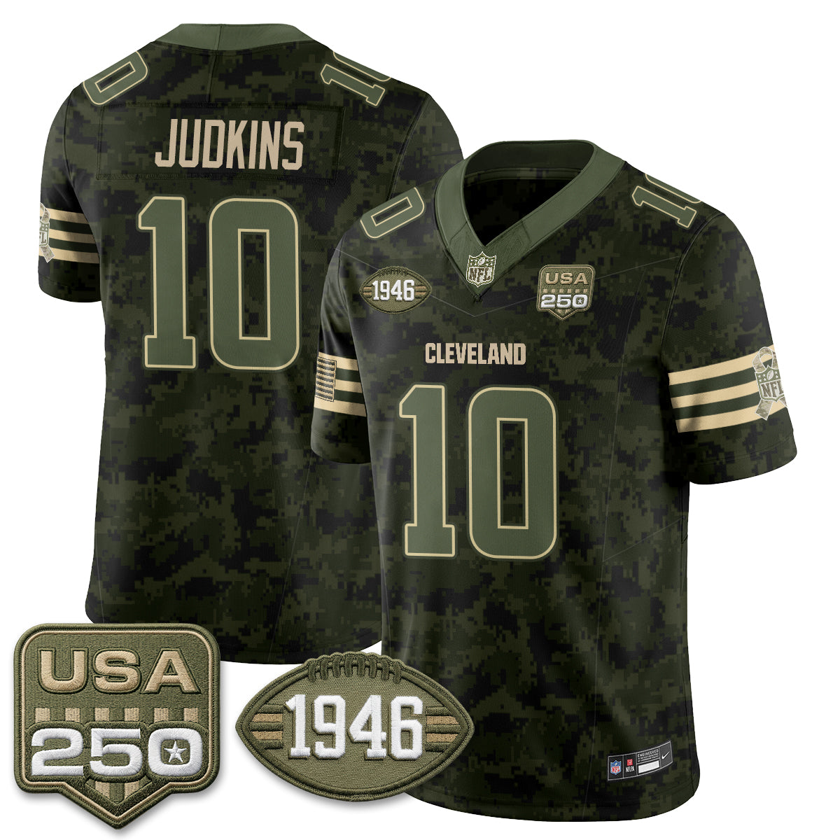 Hunk Wear - Cleveland Browns Quinshon Judkins 2026 Salute to Service Vapor Jersey ' All Stitched ' Camo