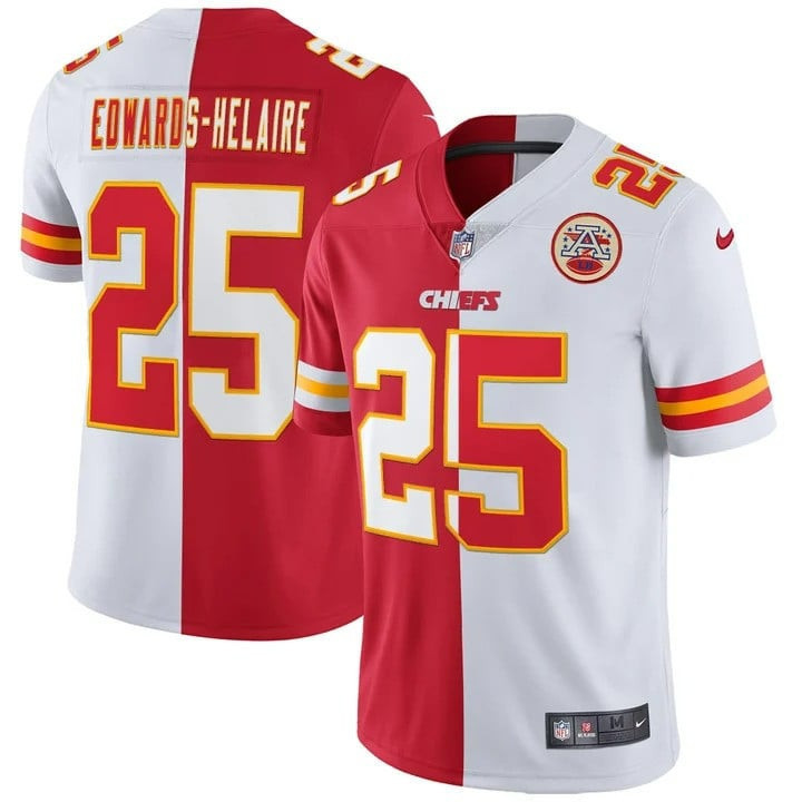 Hunk Wear - Clyde Edwards-Helaire Men's Kansas City Chiefs Vapor Black Red Gold Limited Split Jersey