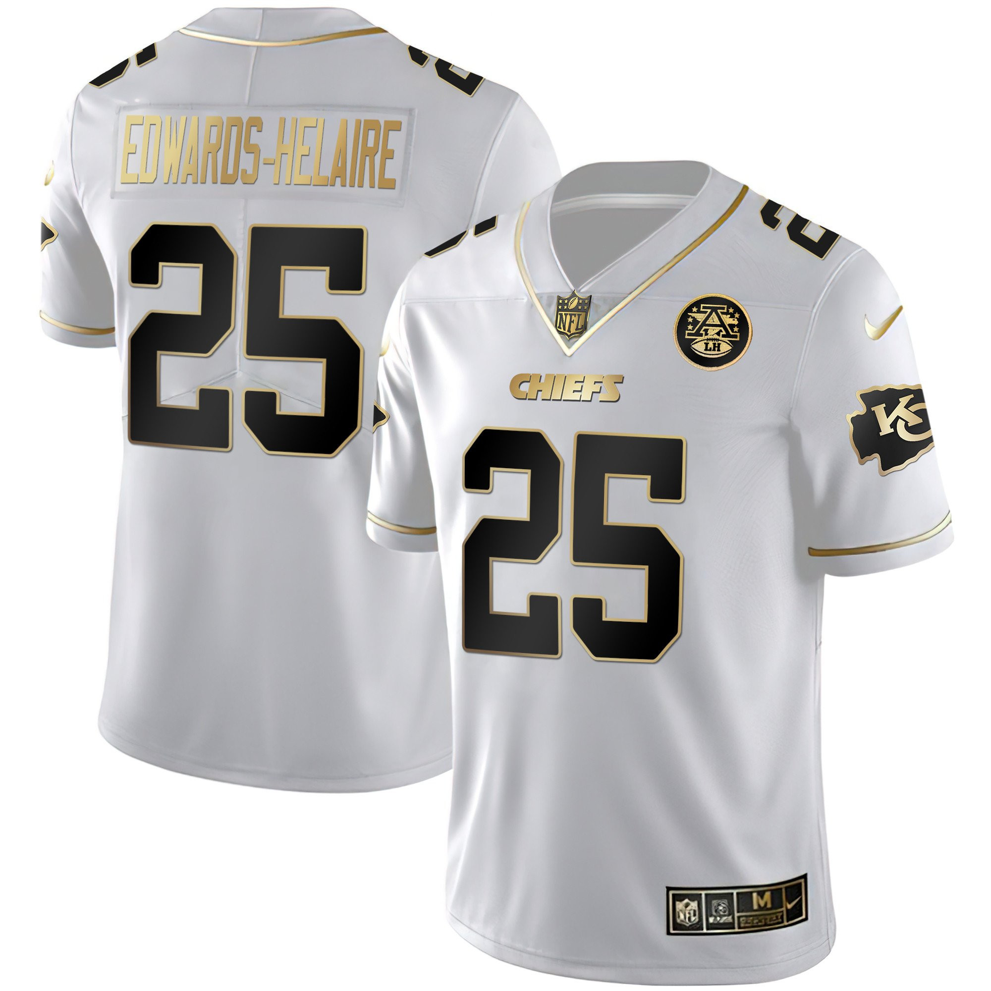 Hunk Wear - Clyde Edwards-Helaire Men's Kansas City Chiefs White Gold & Black Gold White Gold Jersey