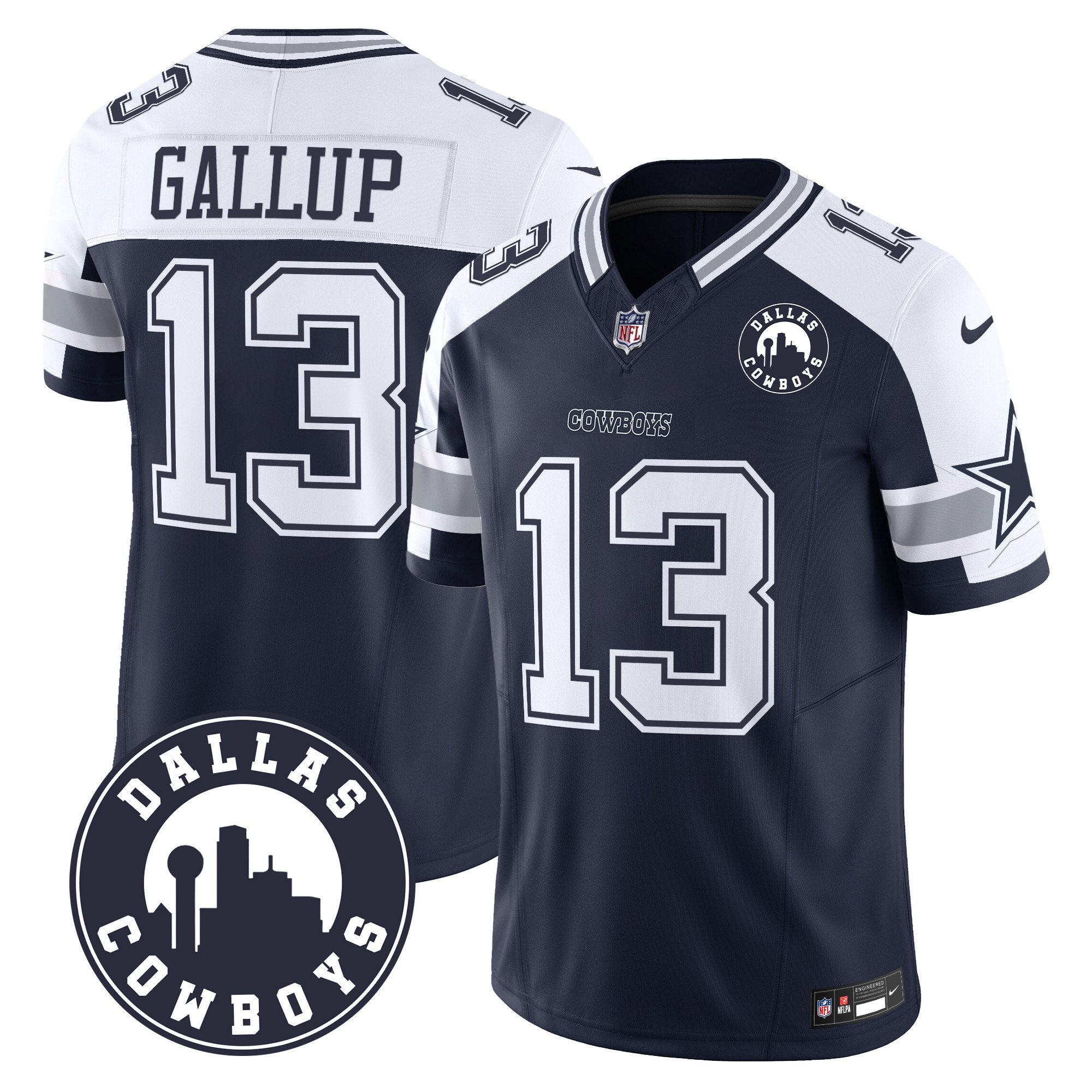Hunk Wear - Cowboys "Dallas Cityâ€ Patch Vapor Limited Jersey ' All Stitched ' Alternate ' Michael Gallup Jersey