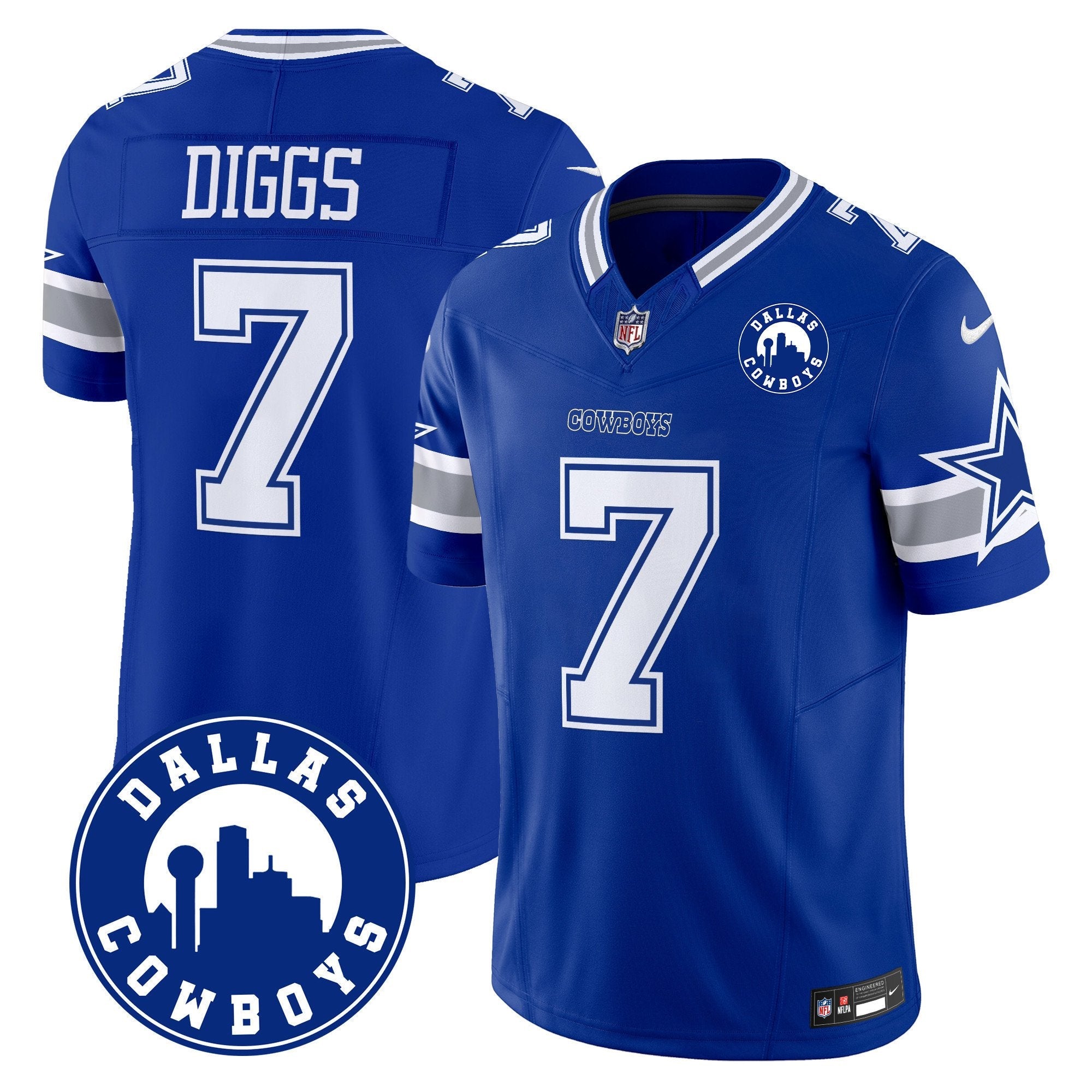 Hunk Wear - Cowboys "Dallas Cityâ€ Patch Vapor Limited Jersey ' All Stitched ' Royal ' Trevon Diggs Jersey