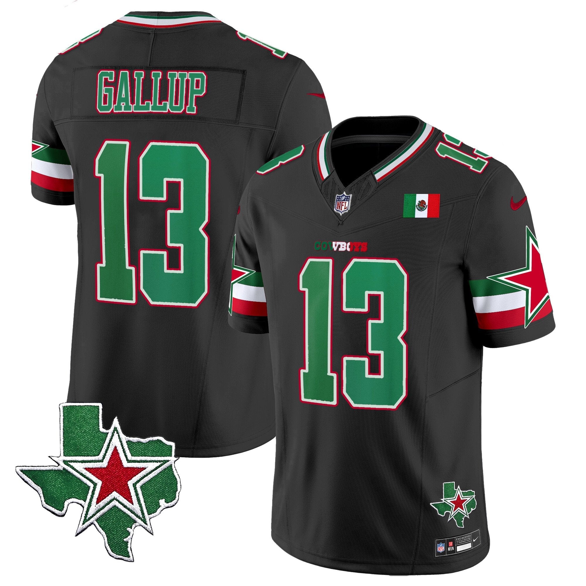 Hunk Wear - Cowboys 2024 Mexico Vapor Limited Jersey – All Stitched – Black – Michael Gallup Jersey