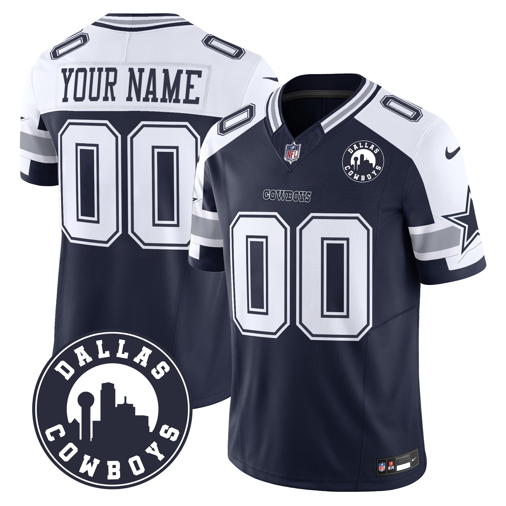 Hunk Wear - Cowboys Dallas City Patch Vapor Limited Custom Jersey – All Stitched – Alternate Jersey
