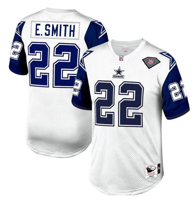 Hunk Wear - Dallas Cowboys #22 Emmitt Smith White 1996 Mitchell Ness Throwback Stitched Jersey