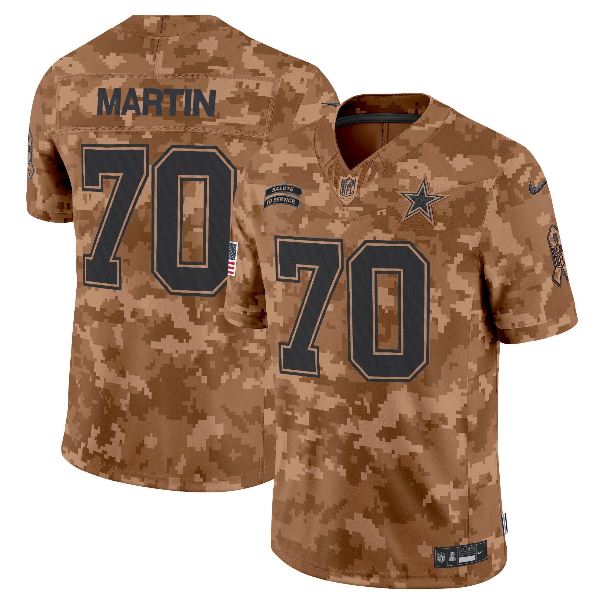 Hunk Wear - Dallas Cowboys 2024 Salute to Service Vapor Limited Jersey ' All stitched ' Brown Camo ' Zack Martin Jersey