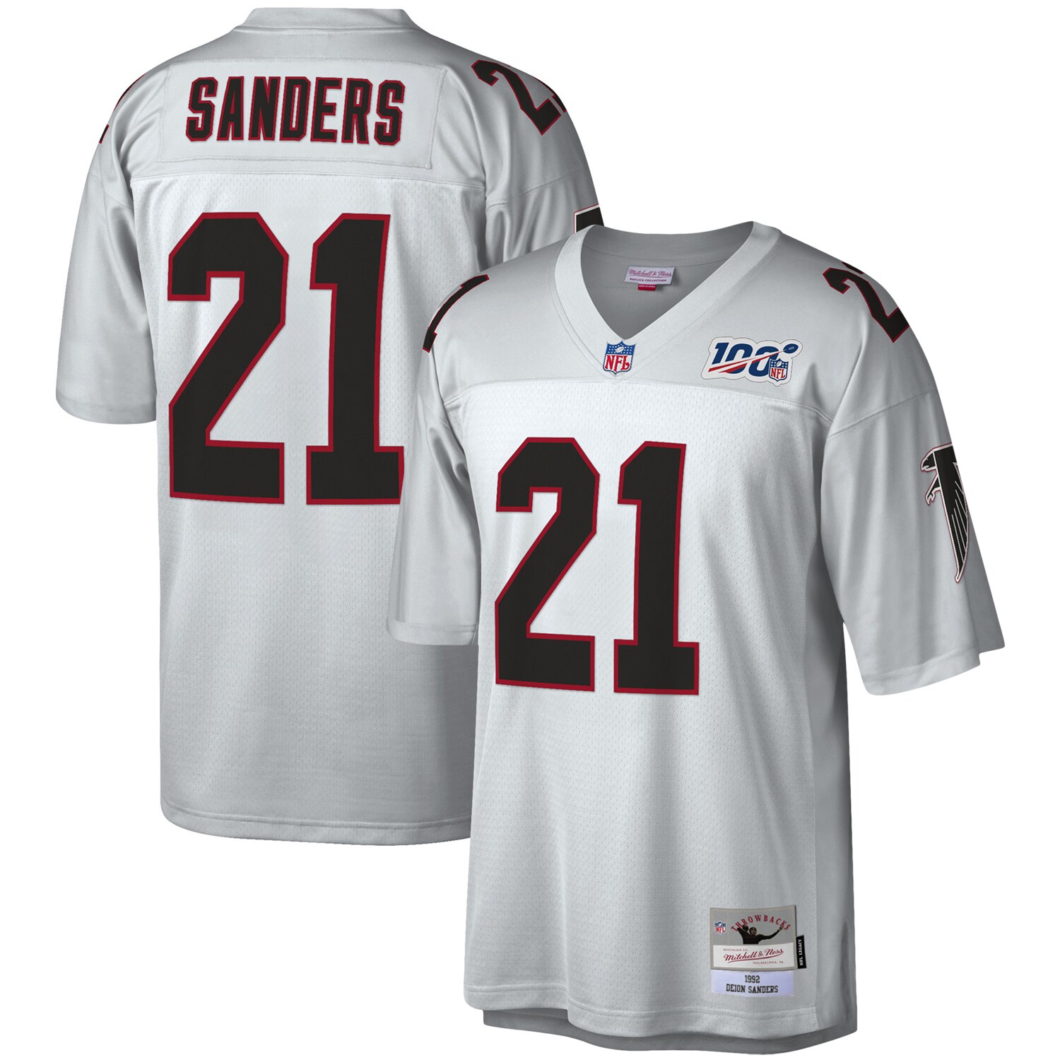 Hunk Wear - Deion Sanders Atlanta Falcons Mitchell Ness NFL 100 Retired Player Legacy Jersey Platinum