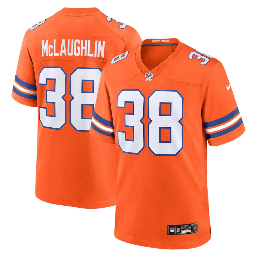 Hunk Wear - Denver Broncos #38 Jaleel Mclaughlin Mile High Collection 1977 Throwback Player Game Jersey ' Orange 1