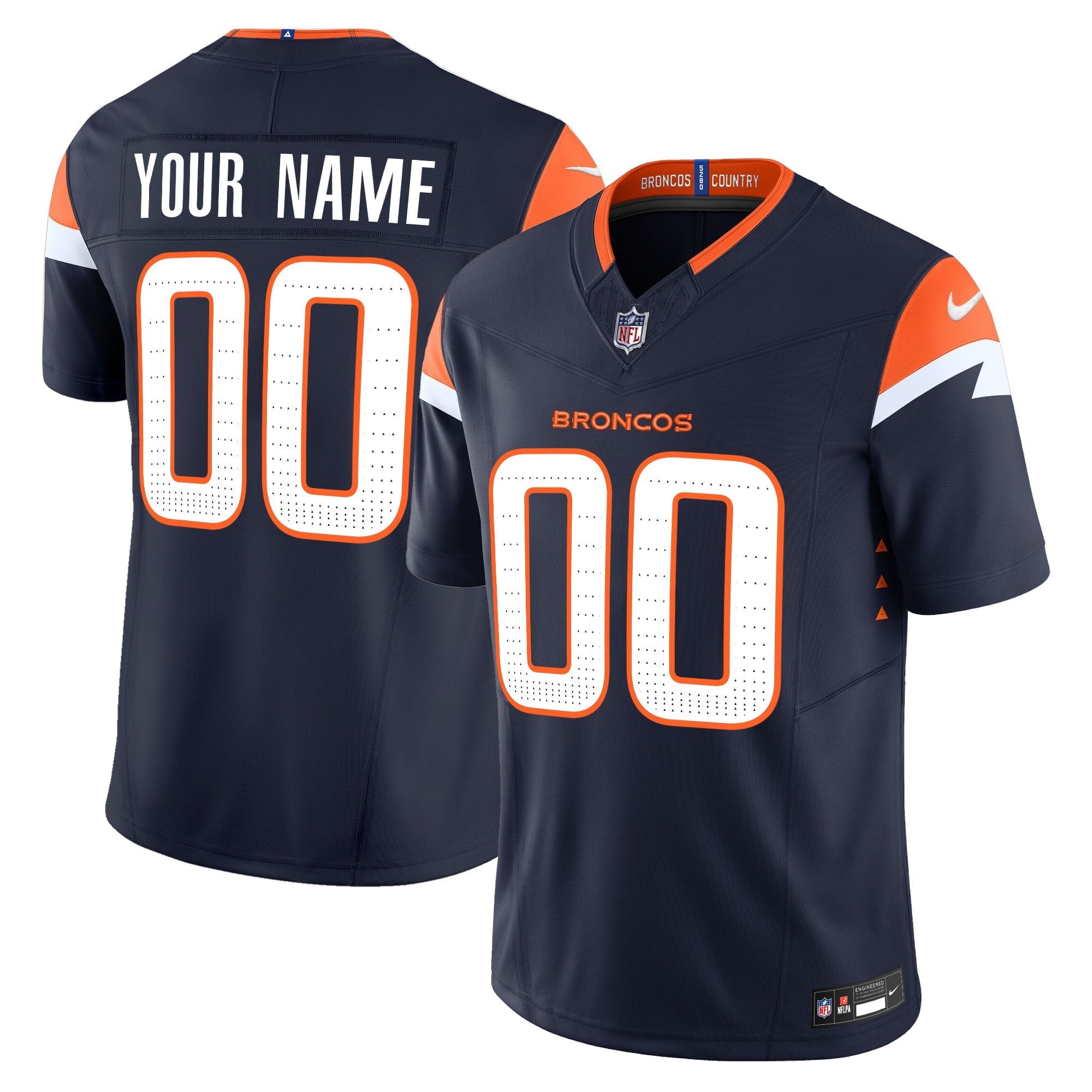 Hunk Wear - Denver Broncos 2024 Vapor Limited Custom Jersey ' All Stitched ' Navy Jersey