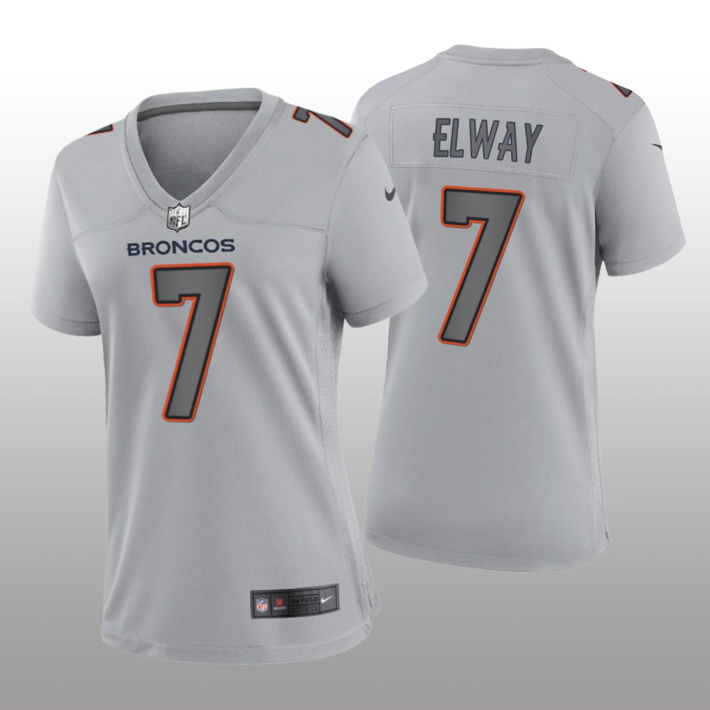 Hunk Wear - Denver Broncos John Elway Gray Jersey Atmosphere Fashion Game - Women's