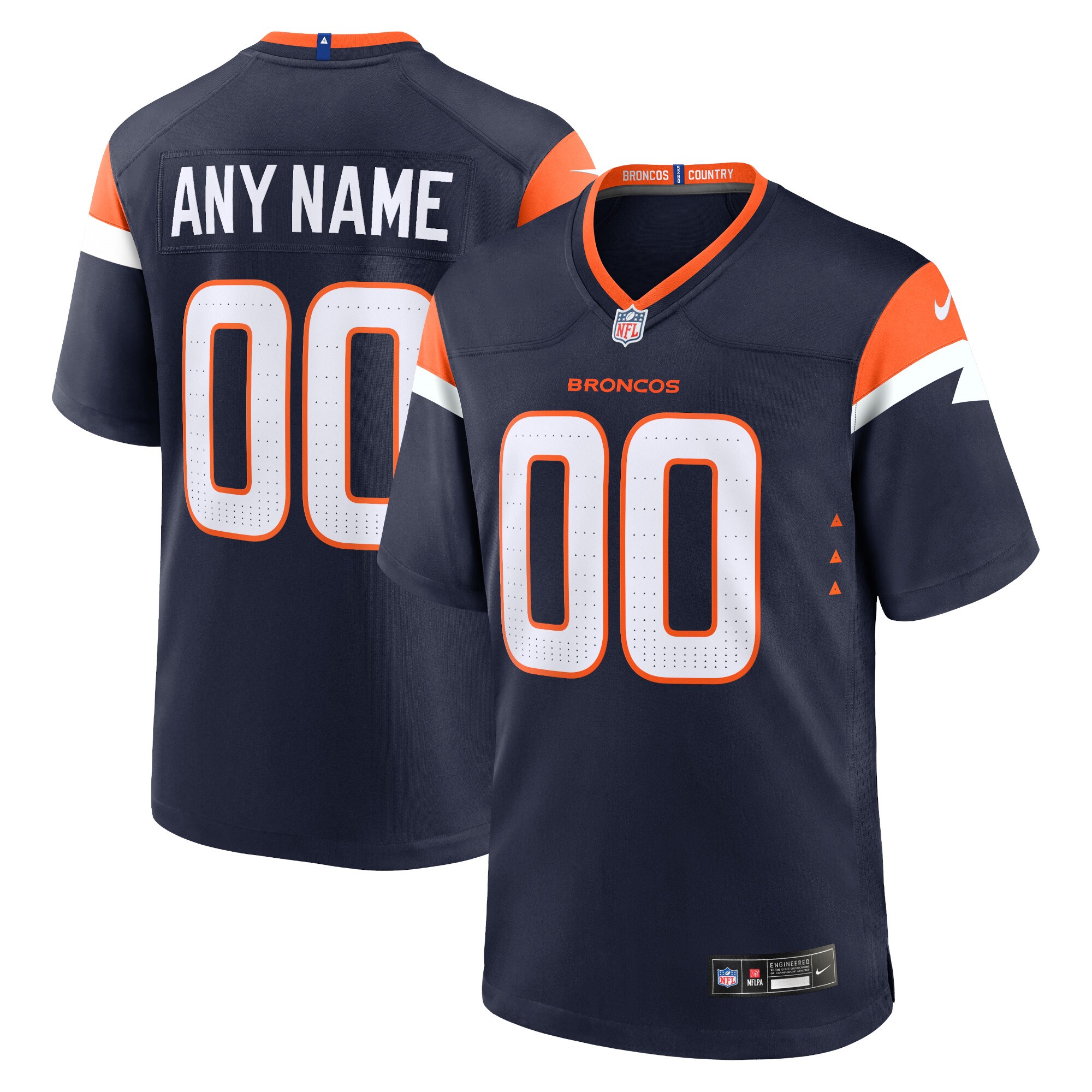 Hunk Wear - Denver Broncos Nike Alternate Custom Game Jersey – Navy