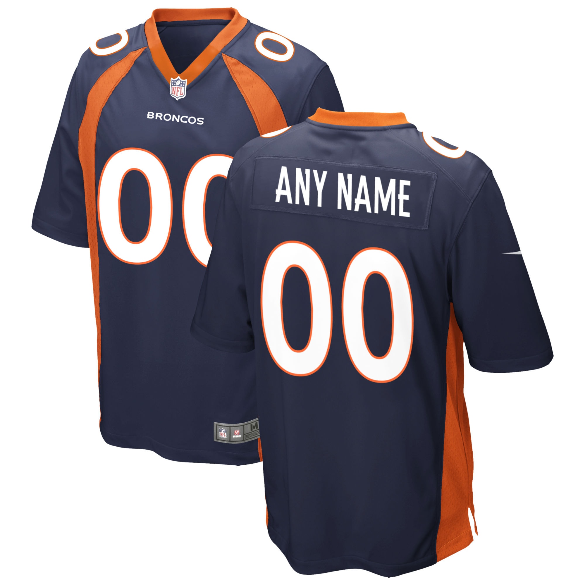 Hunk Wear - Denver Broncos Nike Alternate Custom Game Jersey Navy