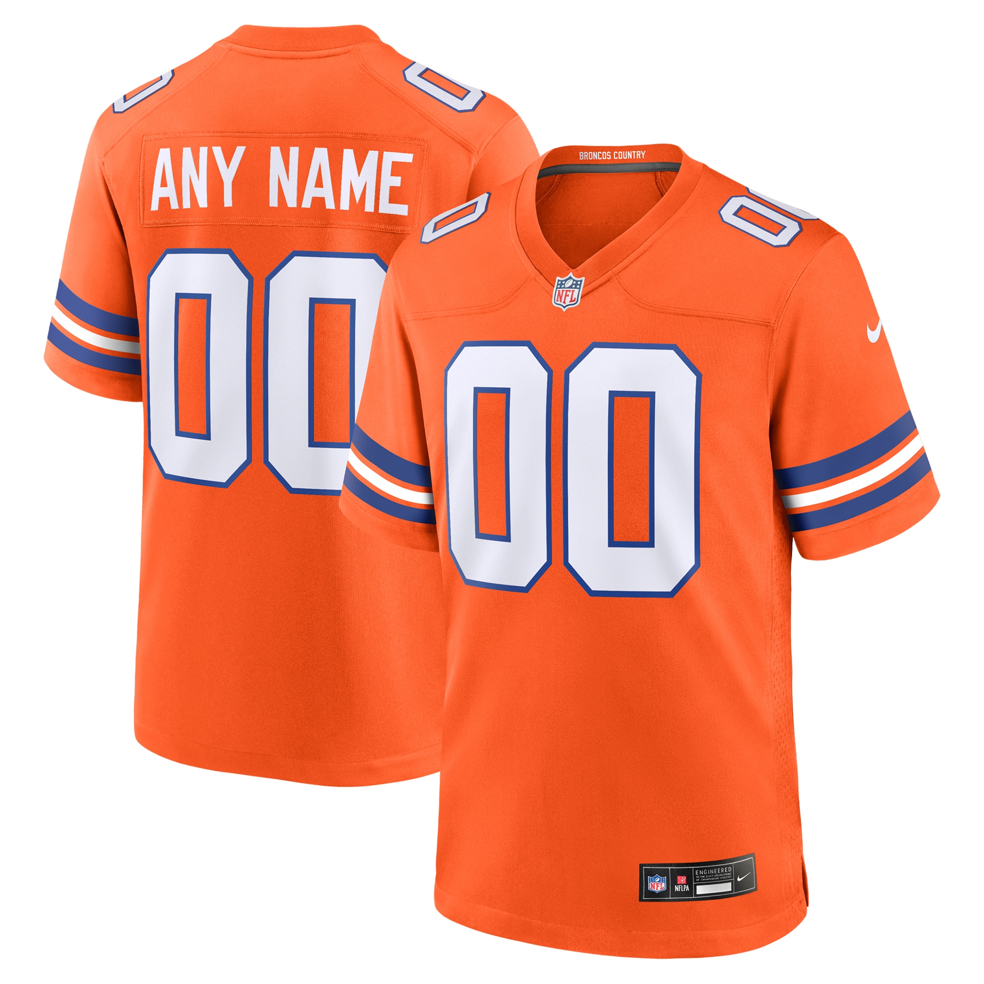 Hunk Wear - Denver Broncos Nike Mile High Collection 1977 Throwback Custom Game Jersey Orange