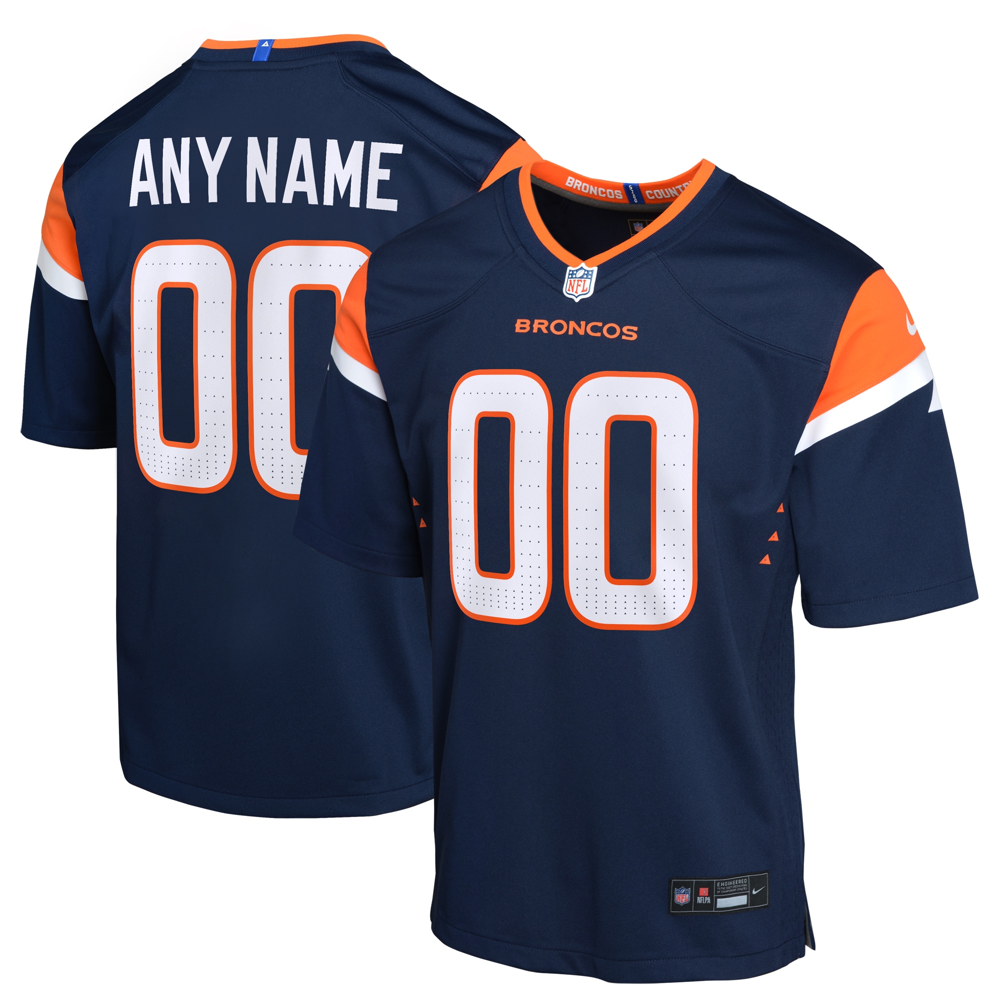 Hunk Wear - Denver Broncos Nike Youth Alternate Custom Game Jersey – Navy