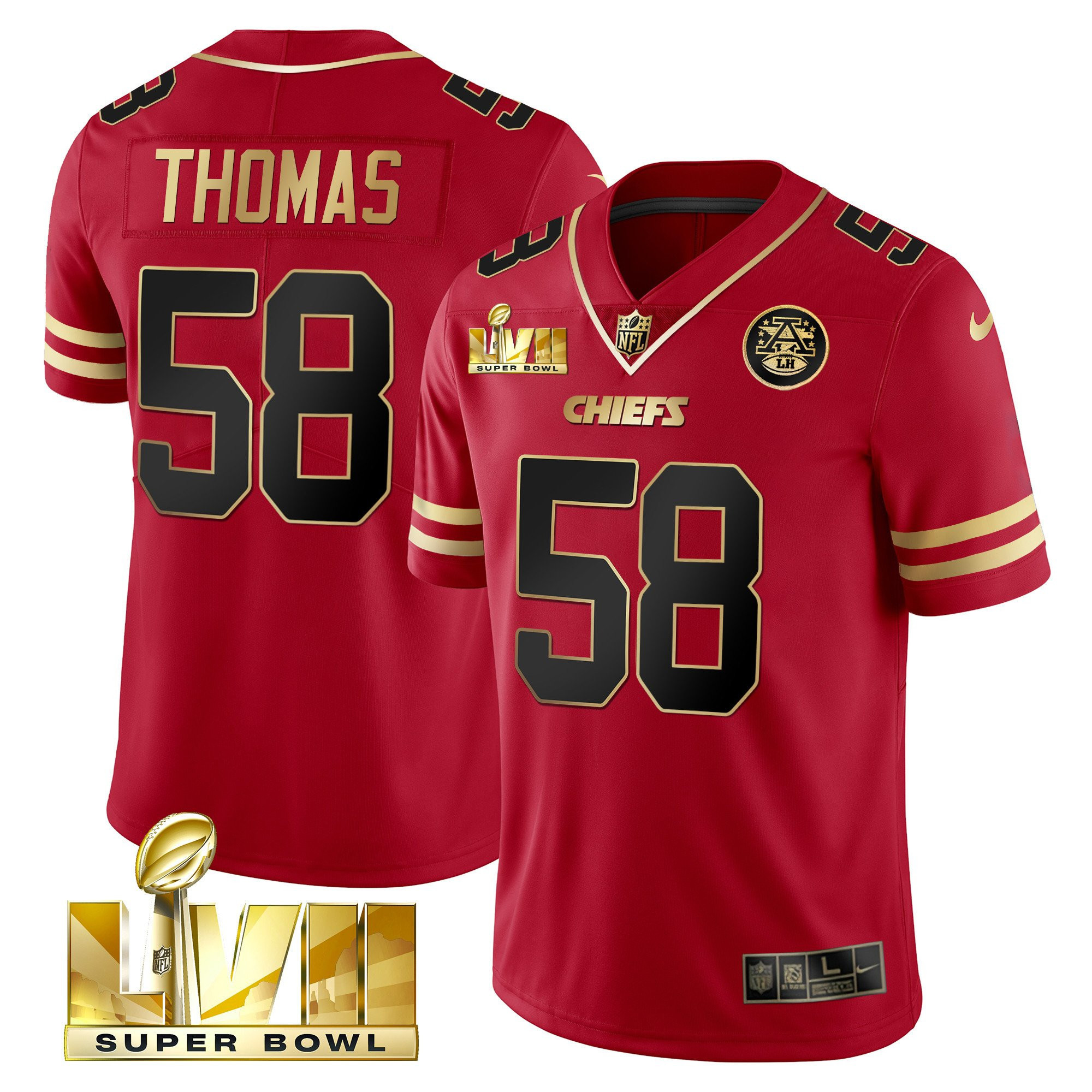 Hunk Wear - Derrick Thomas Men's Kansas City Chiefs Super Bowl LVII Vapor Player Black Red Jersey