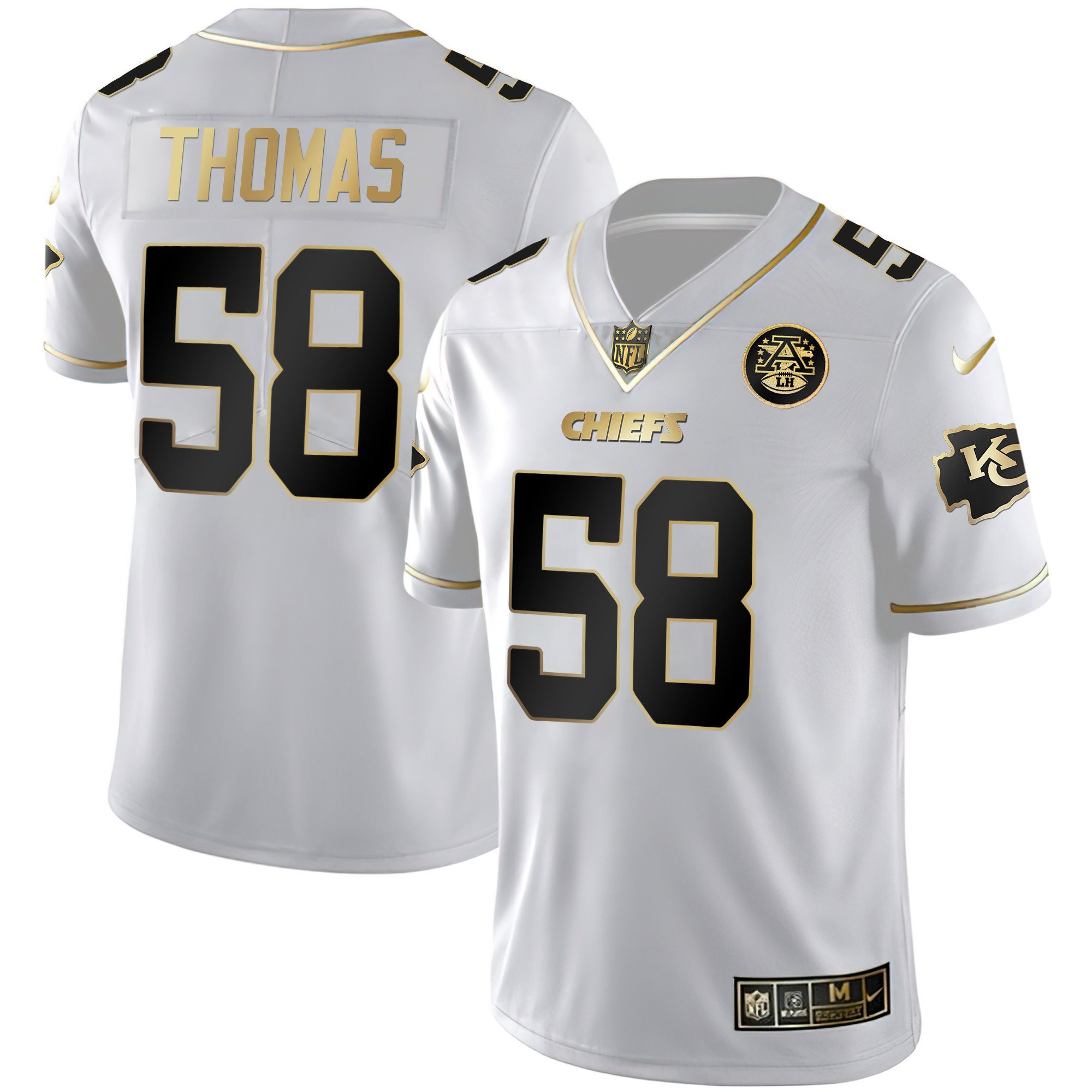 Hunk Wear - Derrick Thomas Men's Kansas City Chiefs Vapor Black Red Gold Limited White Gold Jersey