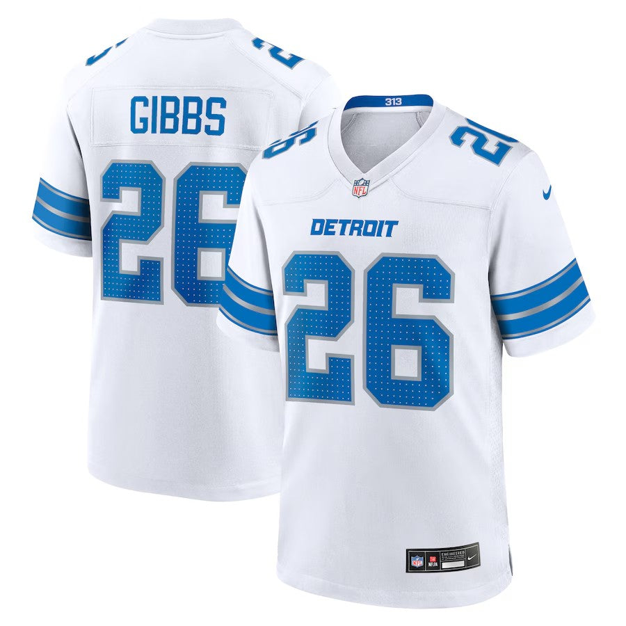 Hunk Wear - Detroit Lions #26 Jahmyr Gibbs Game Jersey – White