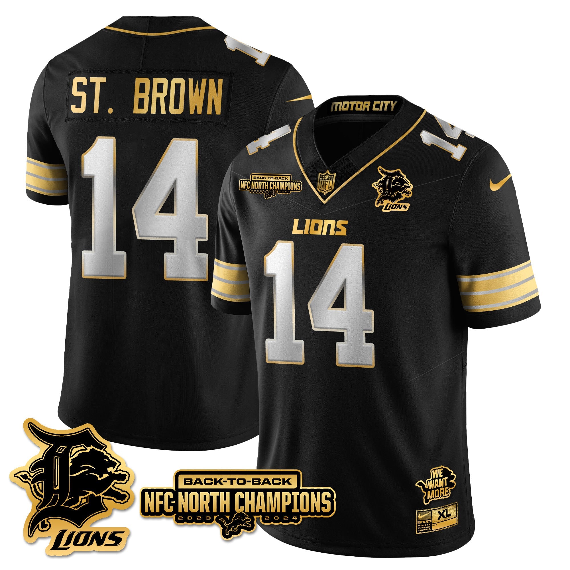 Hunk Wear - Detroit Lions ' Amon-Ra St. Brown ' 14 ' Black Limited Jersey