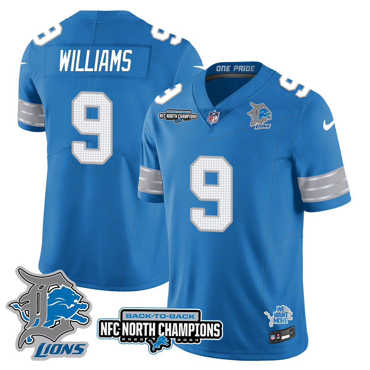 Hunk Wear - Detroit Lions ' Jameson Williams ' 9 ' Blue Jersey