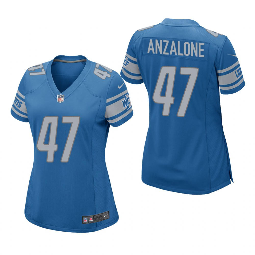 Hunk Wear - Detroit Lions Alex Anzalone Blue Jersey Game - Women's