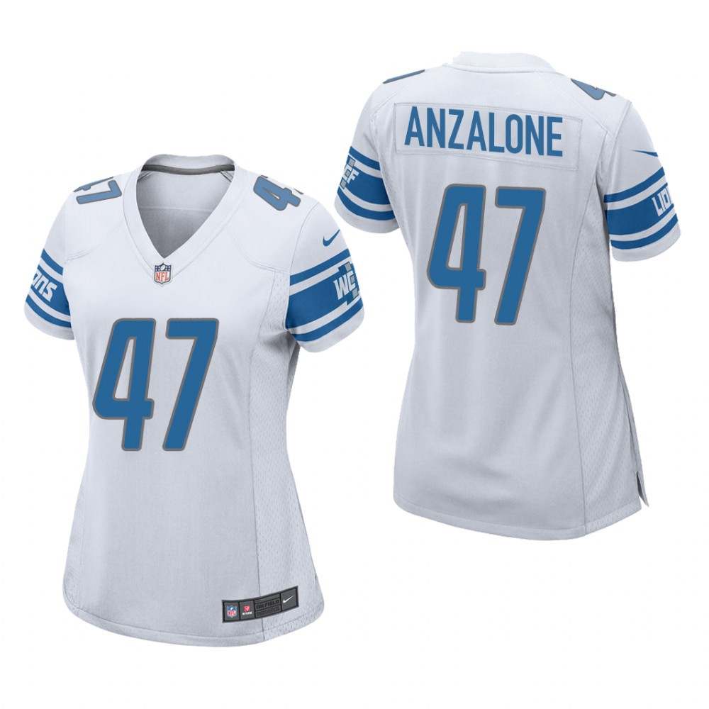 Hunk Wear - Detroit Lions Alex Anzalone White Jersey Game - Women's