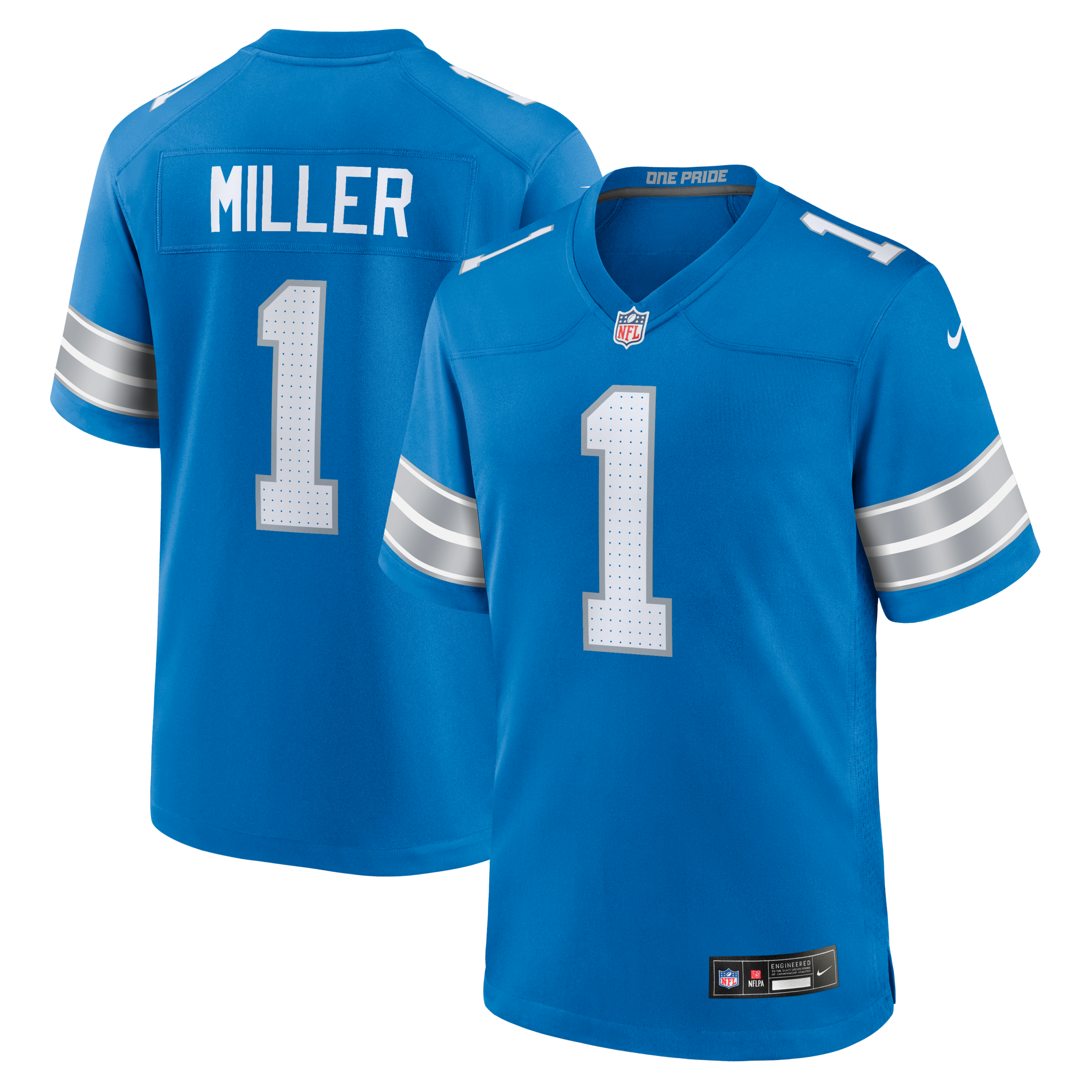 Hunk Wear - Detroit Lions Blake Miller 2026 NFL Draft First Round Pick No. 17 Team Game Jersey ' Blue