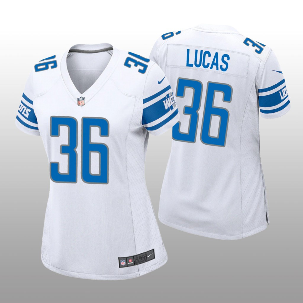 Hunk Wear - Detroit Lions Chase Lucas White Jersey Game - Women's