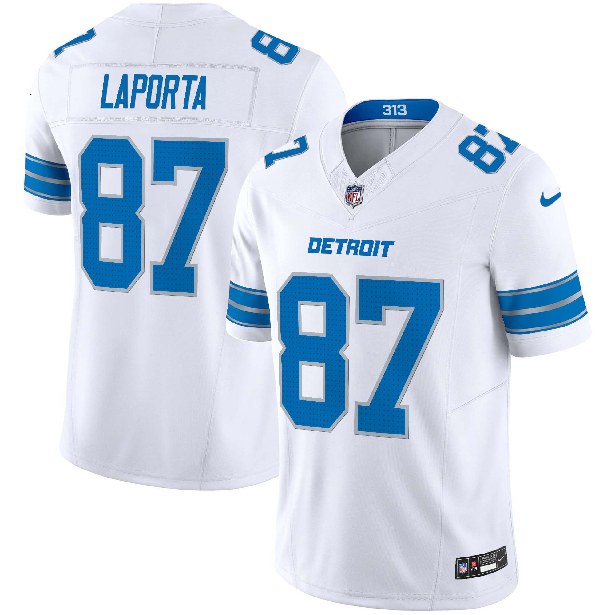 Hunk Wear - Detroit Lions Sam Laporta Vapor Limited Custom Jersey – All Stitched – White