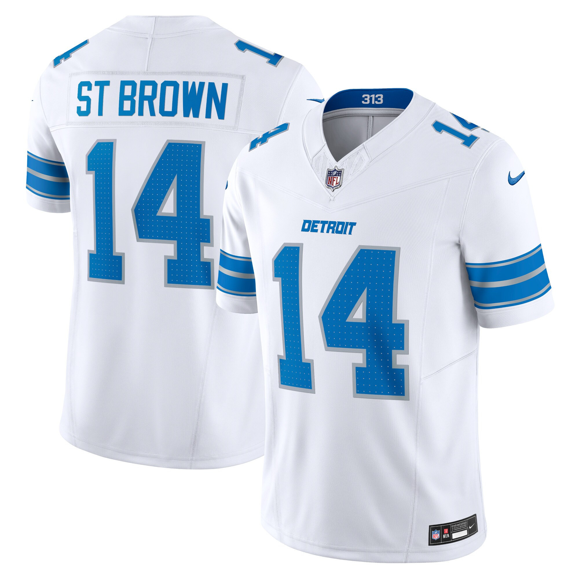 Hunk Wear - Detroit Lions St. Brown Vapor Limited Custom Jersey – All Stitched – White