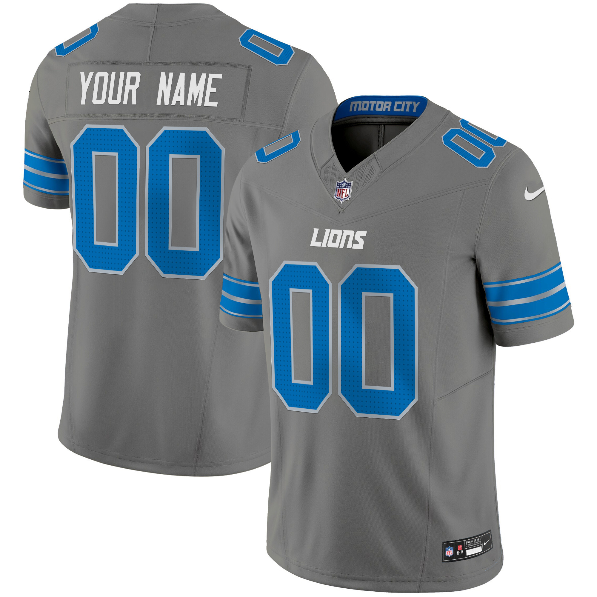 Hunk Wear - Detroit Lions Vapor Limited Custom Jersey – All Stitched – Gray