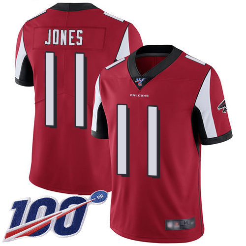 Hunk Wear - Falcons #11 Julio Jones Red Team Color Men's Stitched Football 100th Season Vapor Limited Jersey